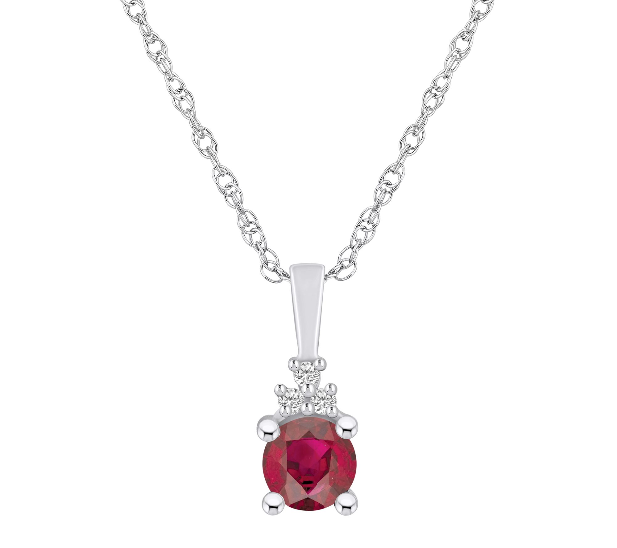 Affinity Gems Round Gemstone & Diamond Pendant w/ Chain, 14K