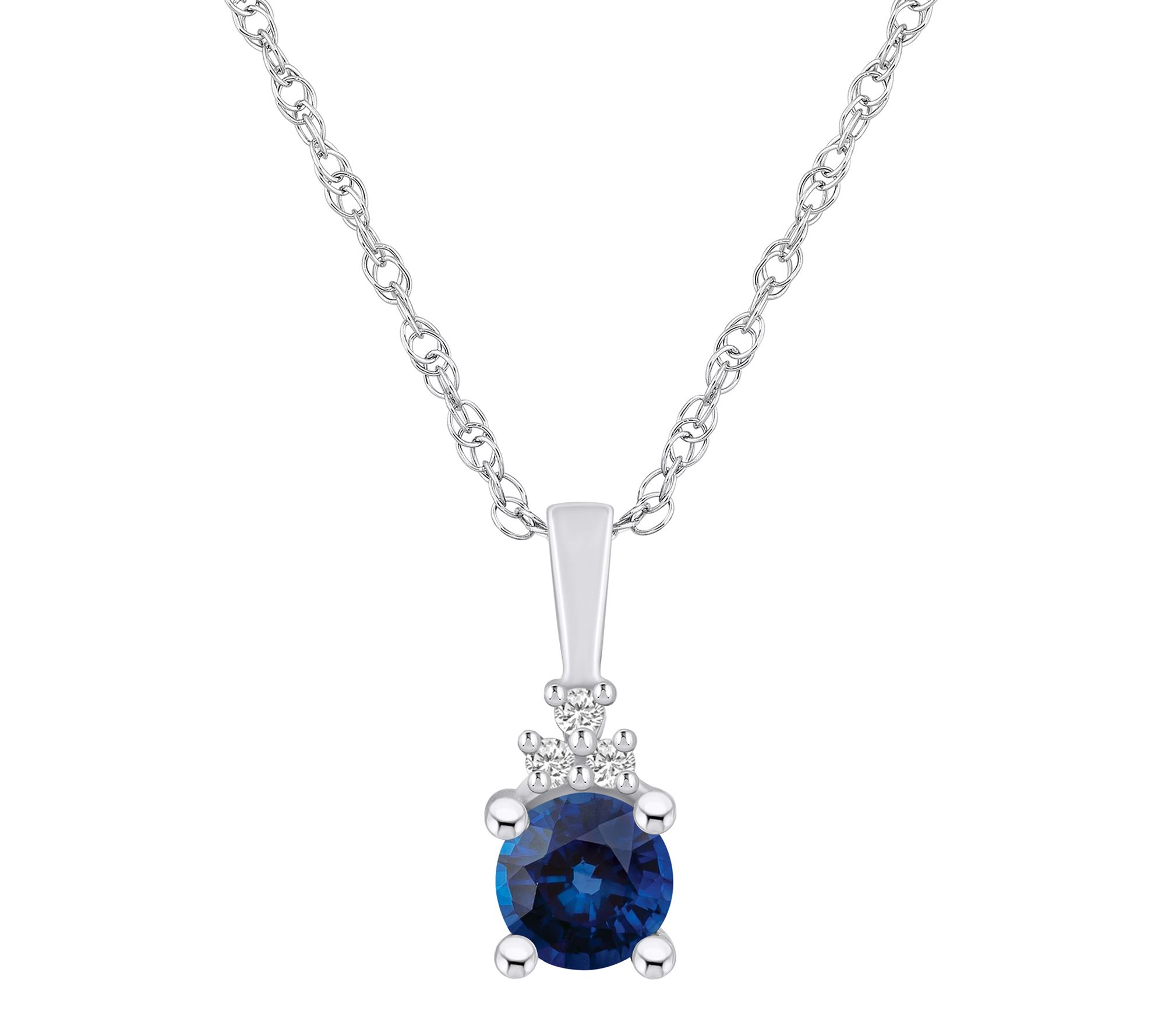 Affinity Gems Round Gemstone & Diamond Pendant w/ Chain, 14K