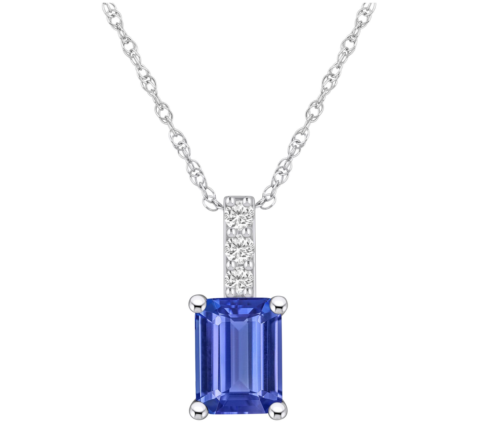 Affinity Gems Tanzanite & Diamond Pendant w/ Chain, 14K Gold