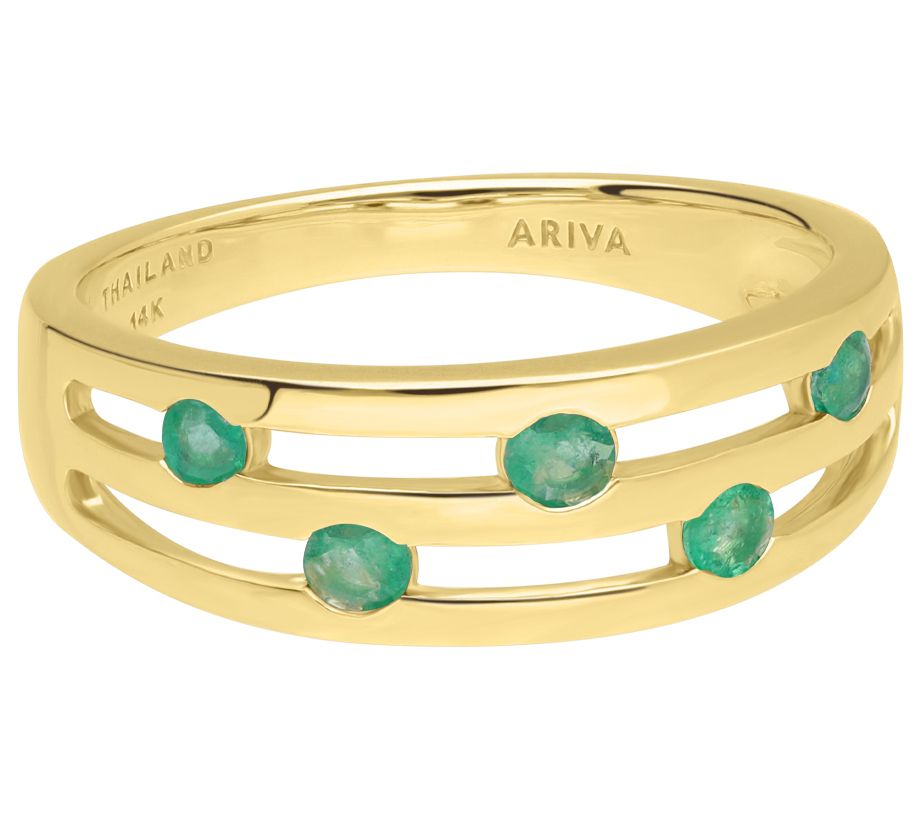 Ariva 14K Gold Open Gemstone Band Ring