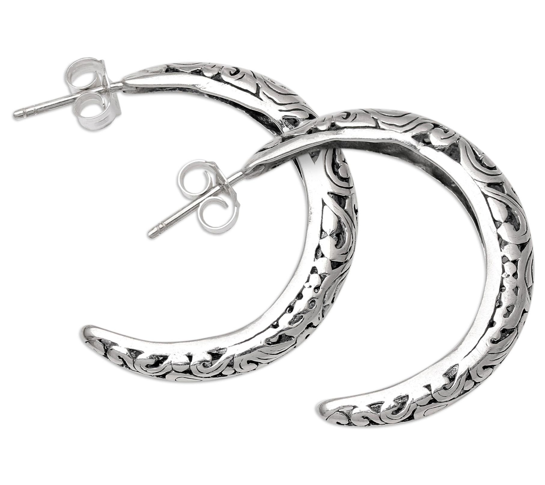 Novica ArtisanCrafted SterlingSilver HalfHoop Earrings