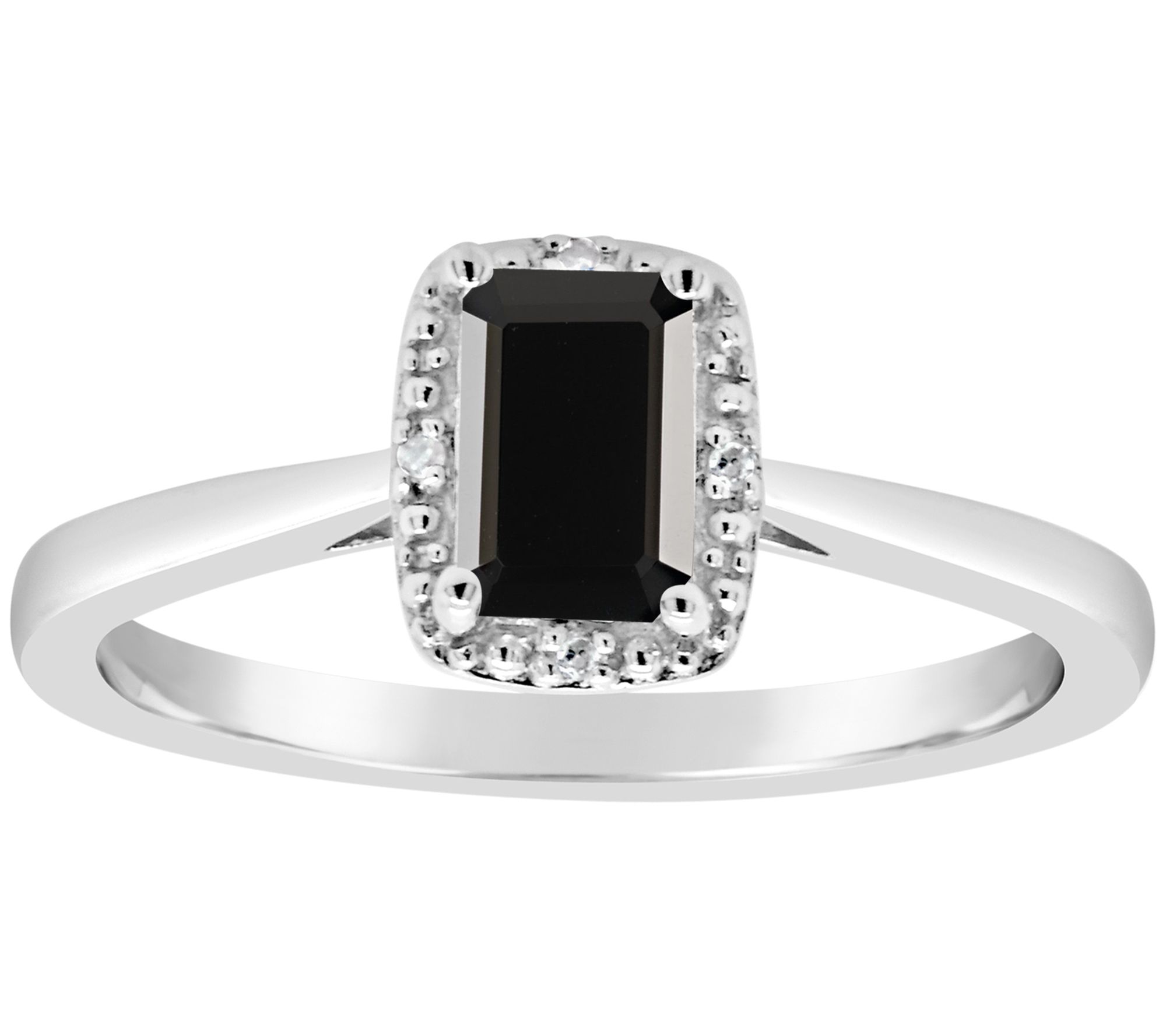 Affinity Gems Emerald Cut Gemstone & Diamond Ring, Sterling