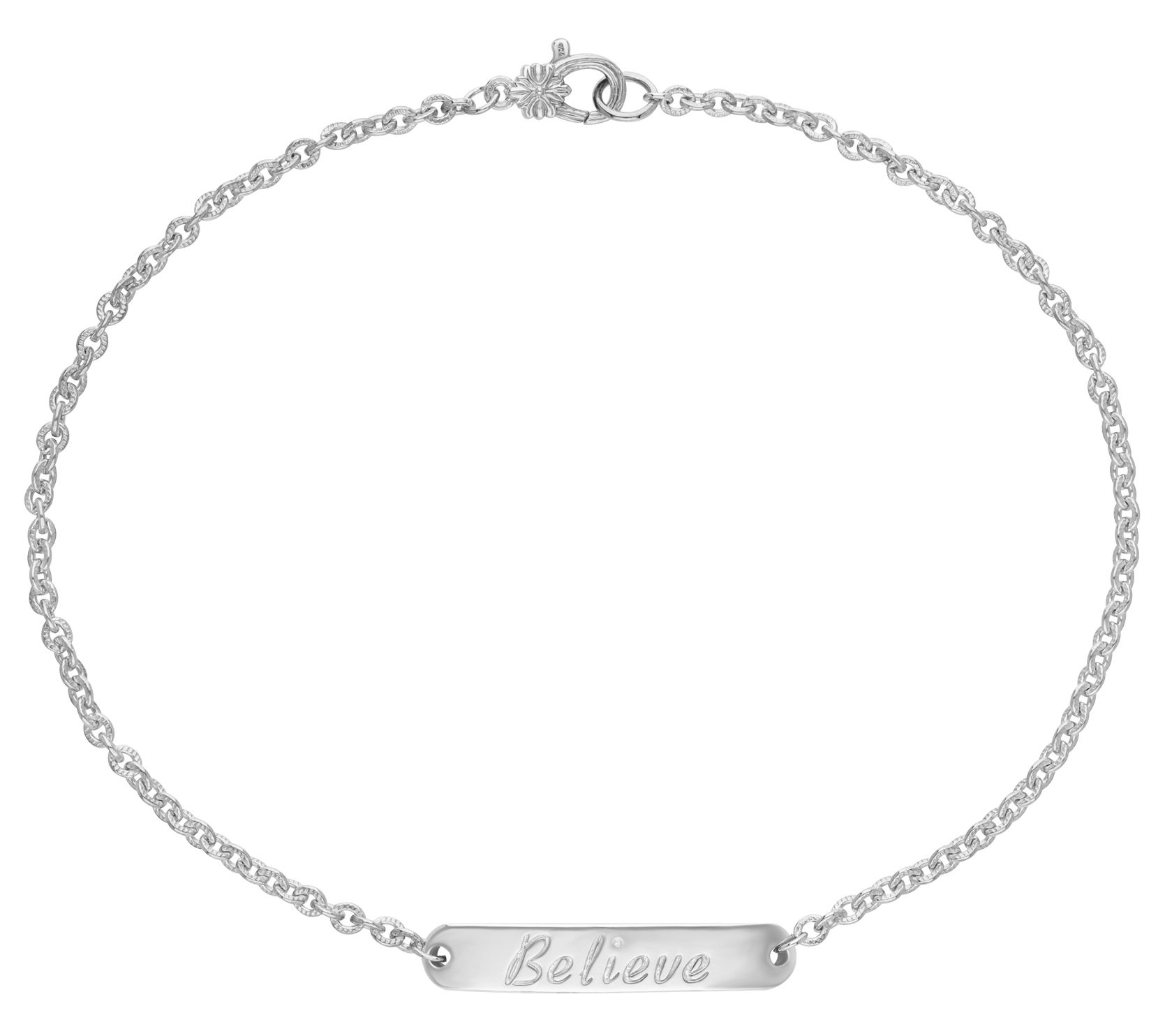 Ariva Sterling Silver Affirmation Ankle Bracele t