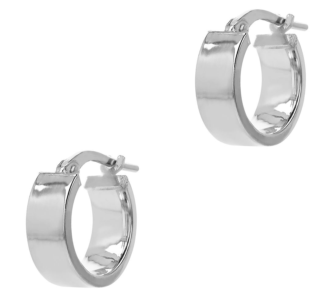 Italian Silver Wide 1/2" Round Hoop Earrings