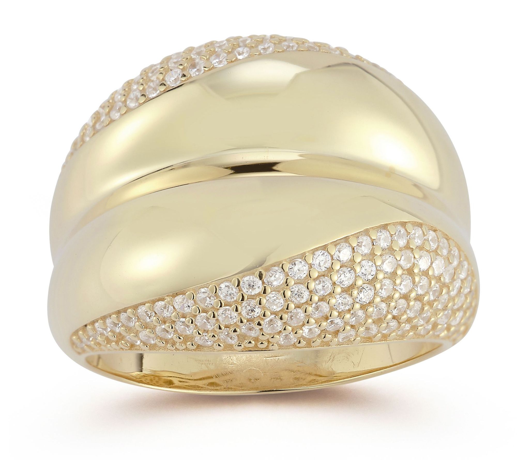 Sterlina Silver CZ Bold Concave Dome Ring, Sterling