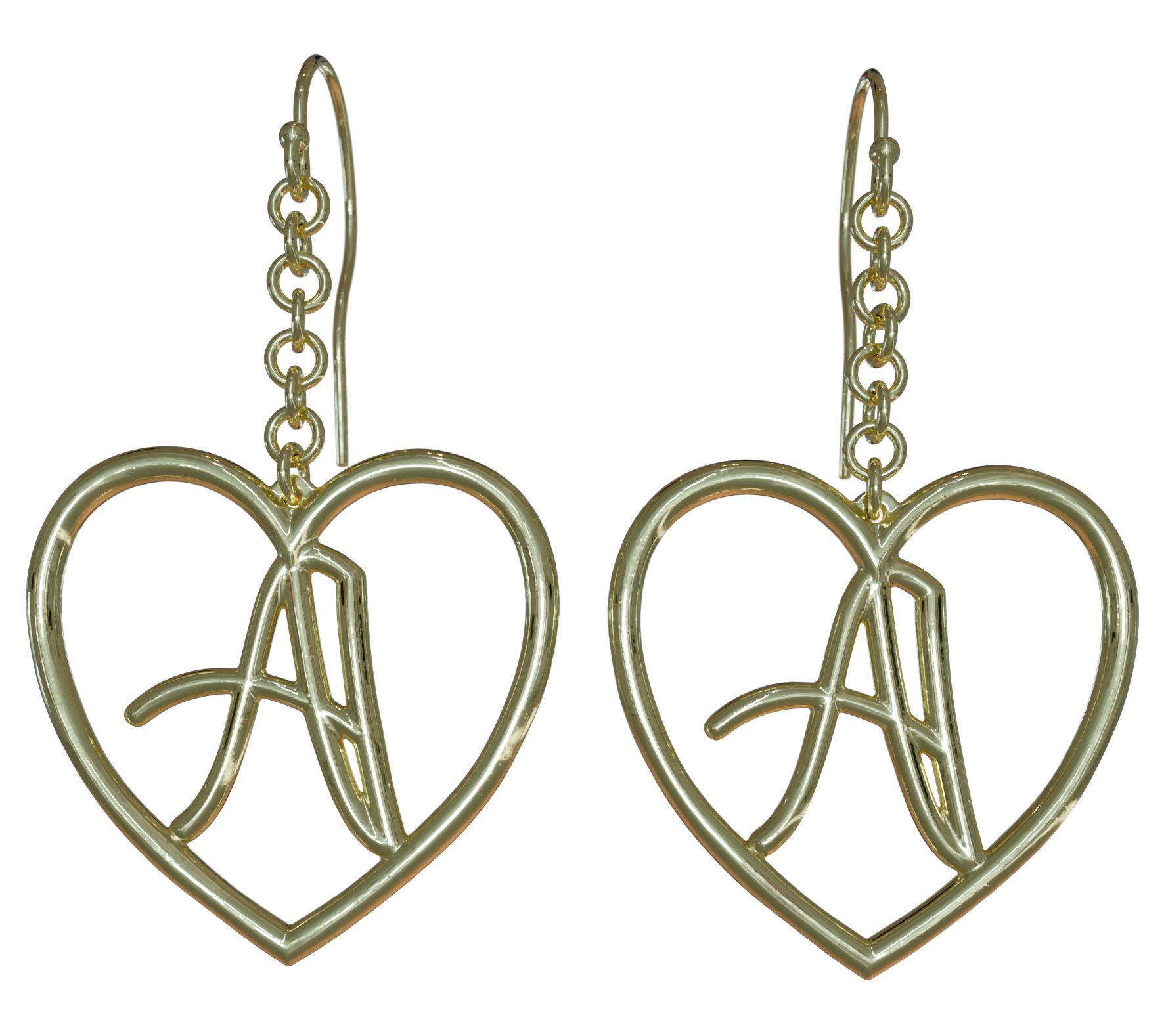 14K Gold Plated Healing Heart Drop Initial Earrings
