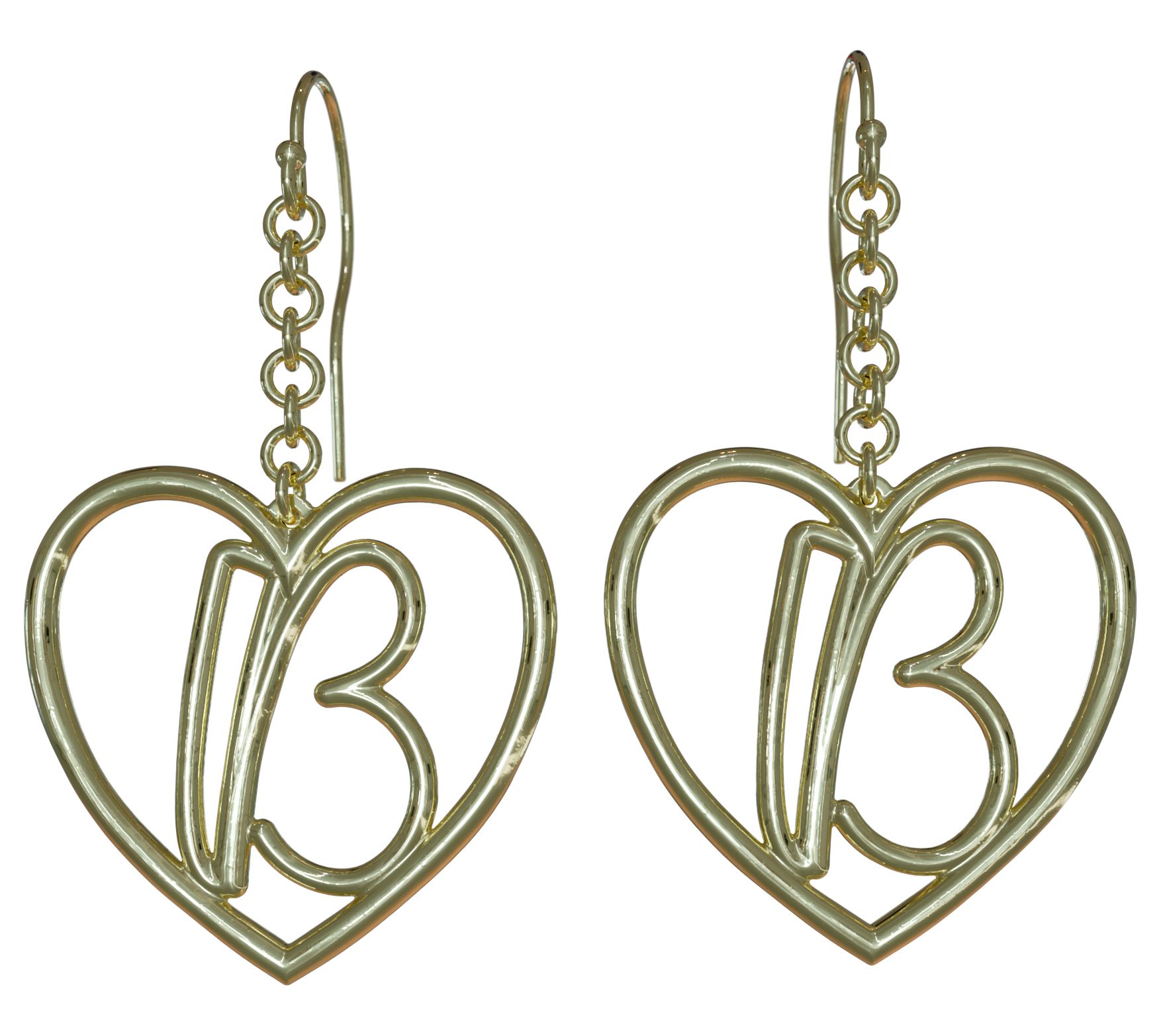 14K Gold Plated Healing Heart Drop Initial Earrings