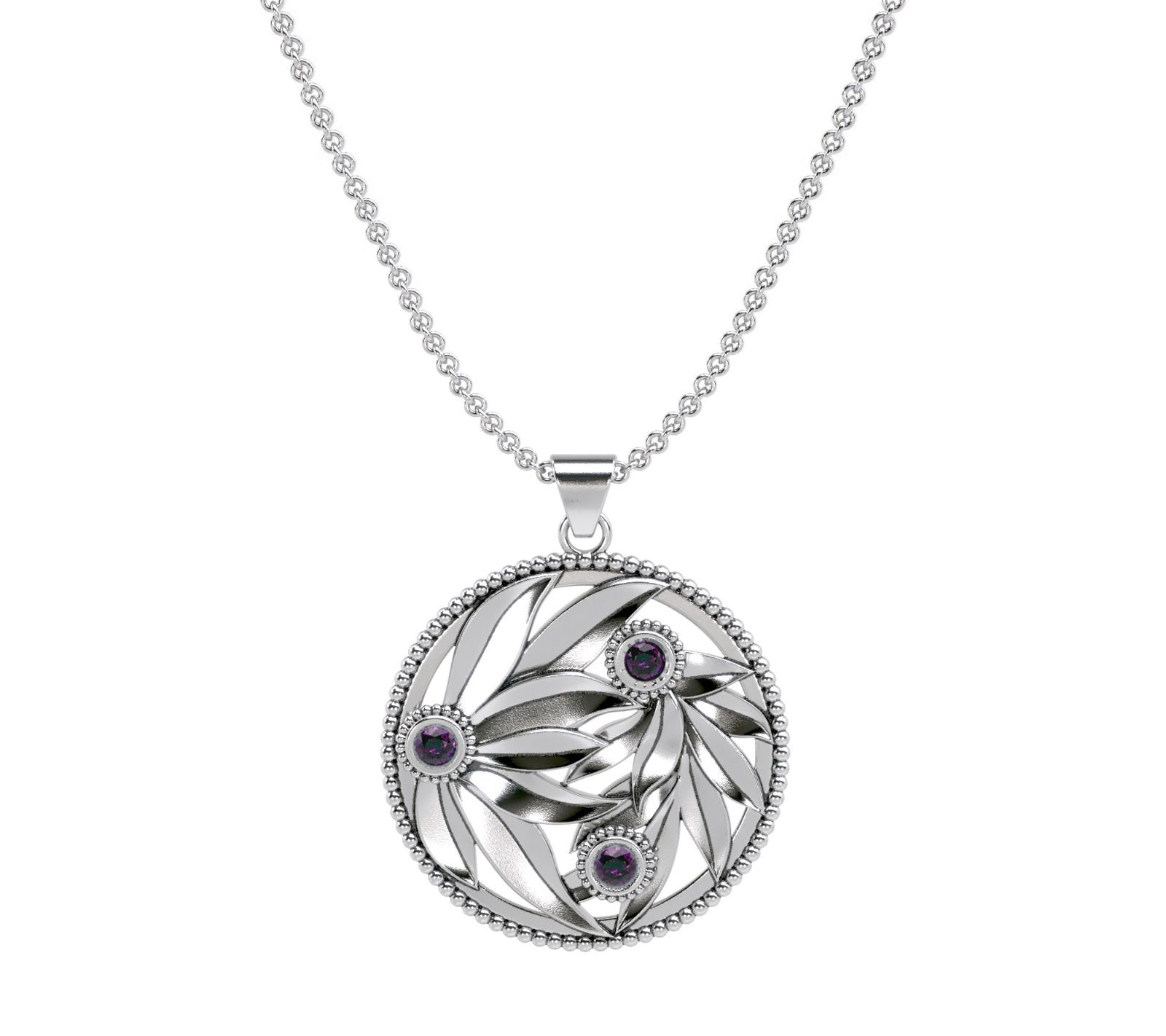 Or Paz Sterling Silver Gemstone Leaf Pendant With Chain