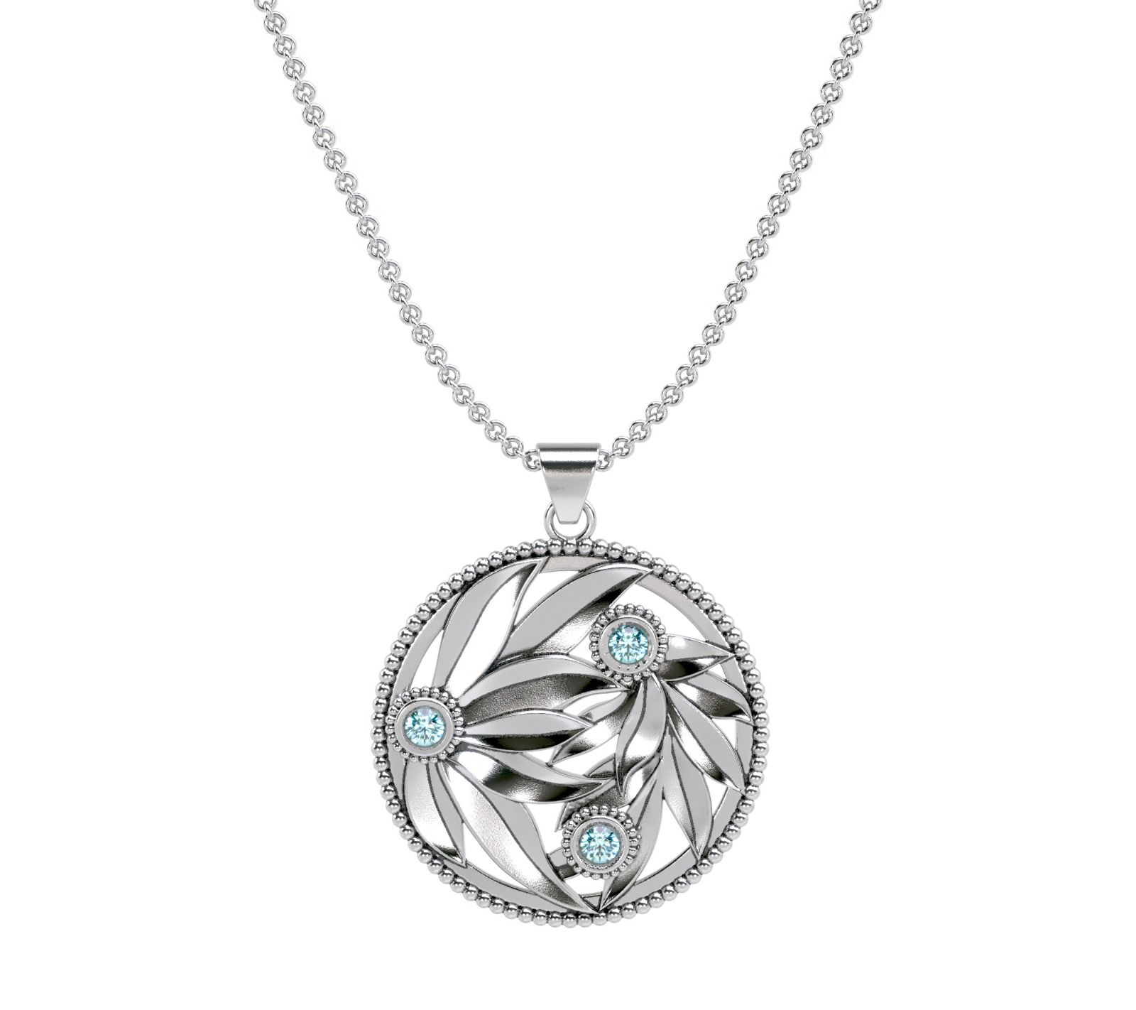 Or Paz Sterling Silver Gemstone Leaf Pendant With Chain