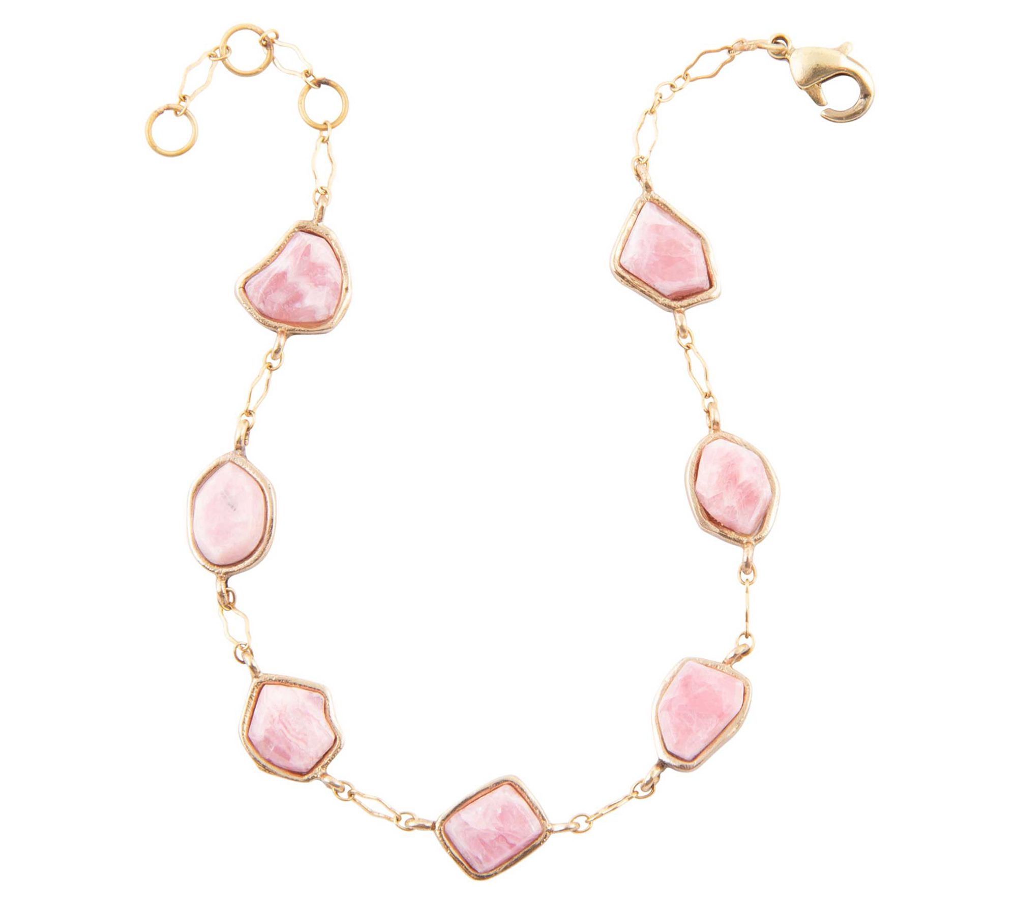 Barse Artisan Crafted Bronze Rhodonite Line Bracelet