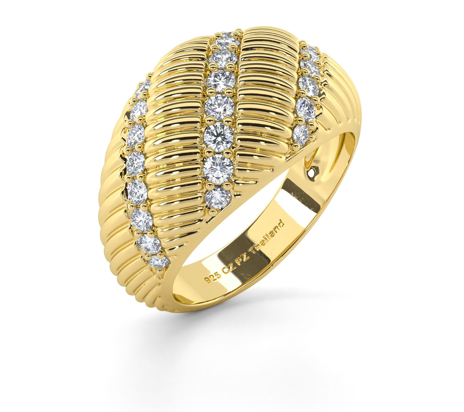 Diamonique 1.20 cttw Textured Dome Ring, Sterli ng Silver