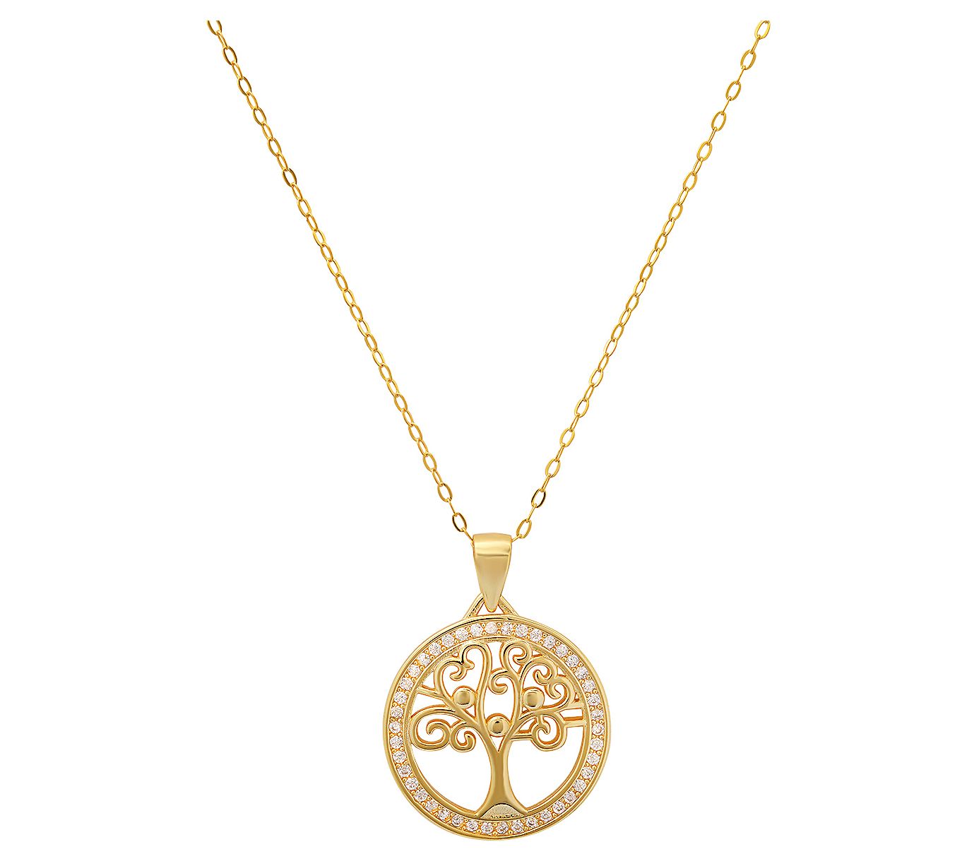 Sterling Silver Pave Tree of Life Pendant w/ Chain