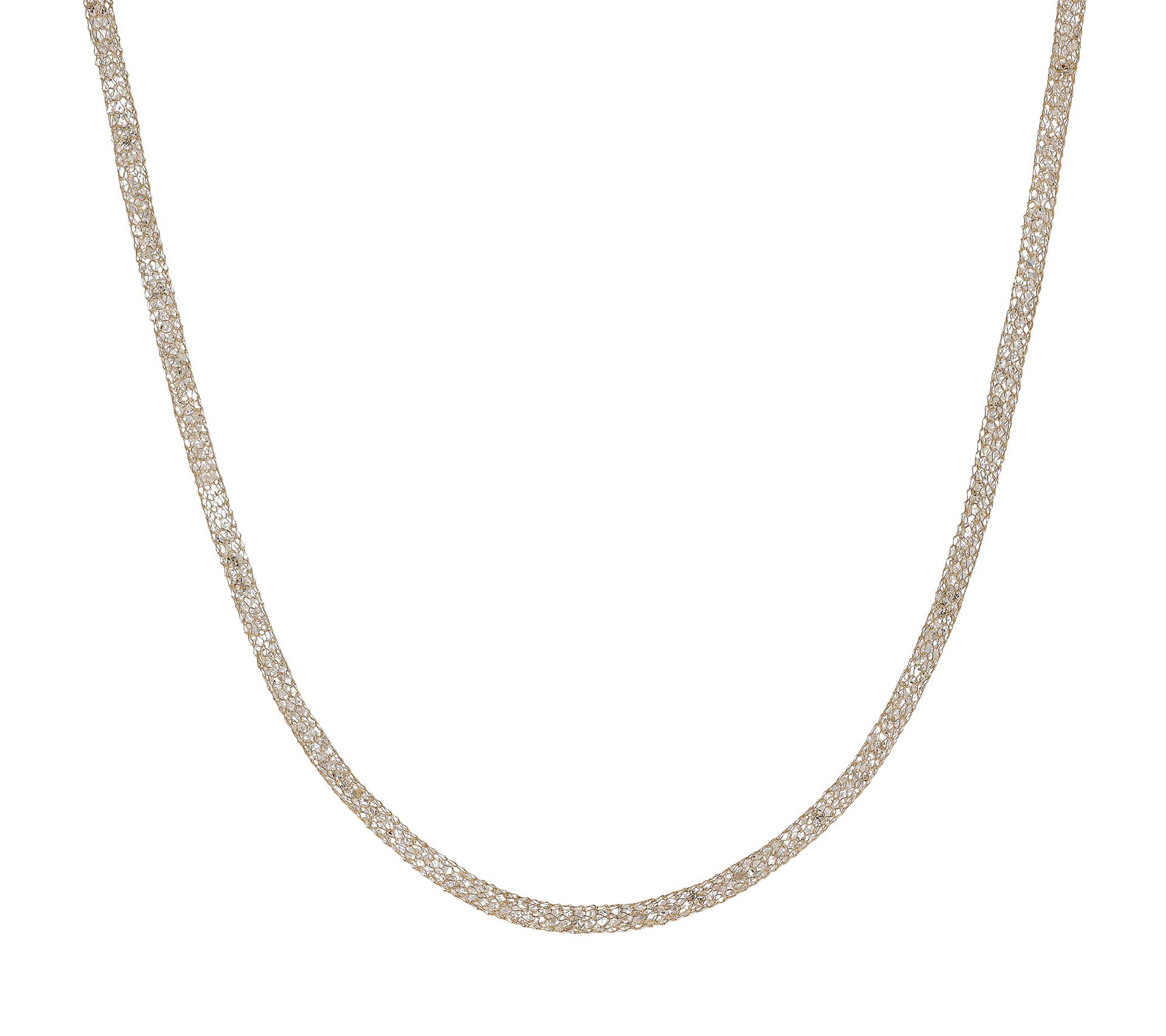 Diamonique 18" Mesh Chain Necklace, 10K Gold