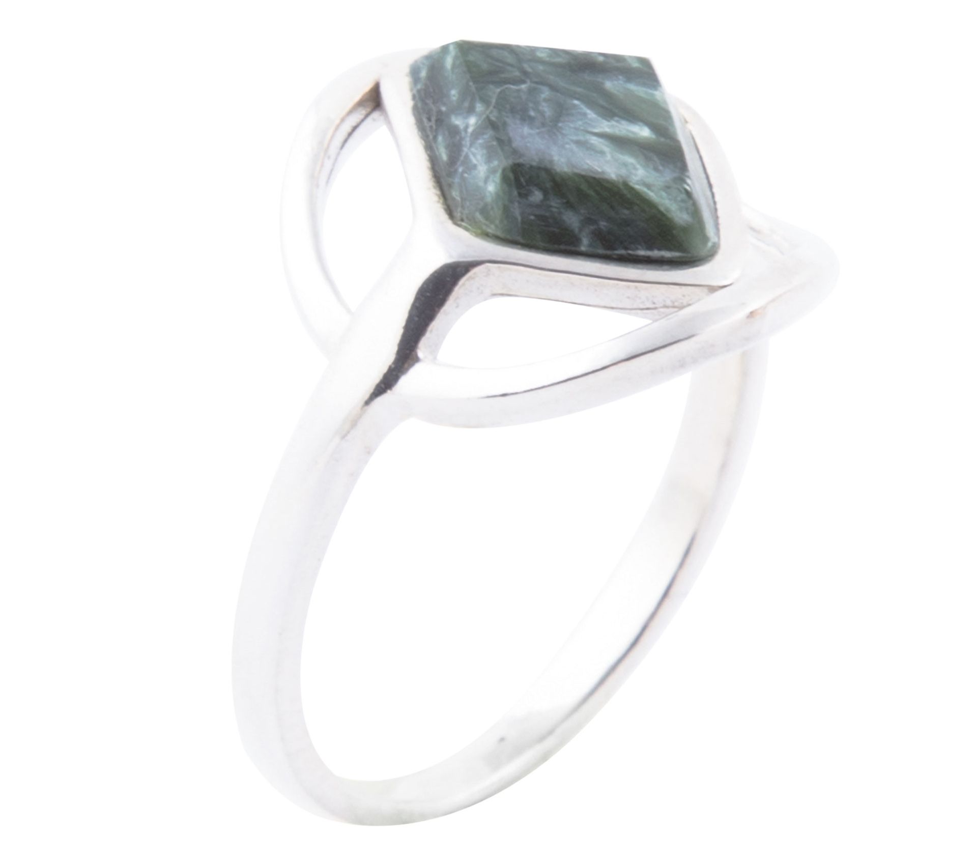 Barse Artisan Crafted Sterling Silver Green Seraphinite Ring