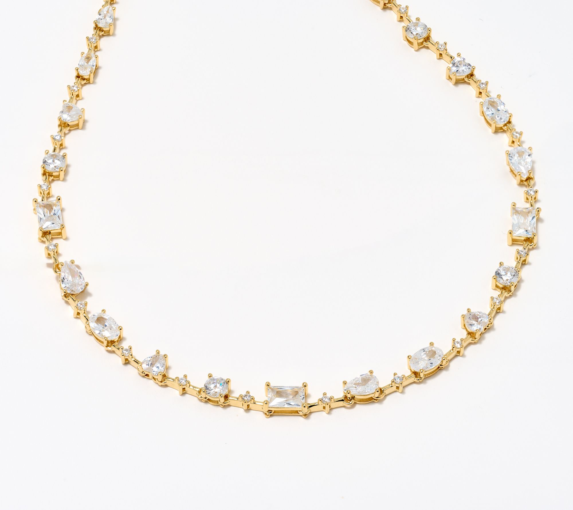 Diamonique Fancy Cut Necklace, Sterling Silver