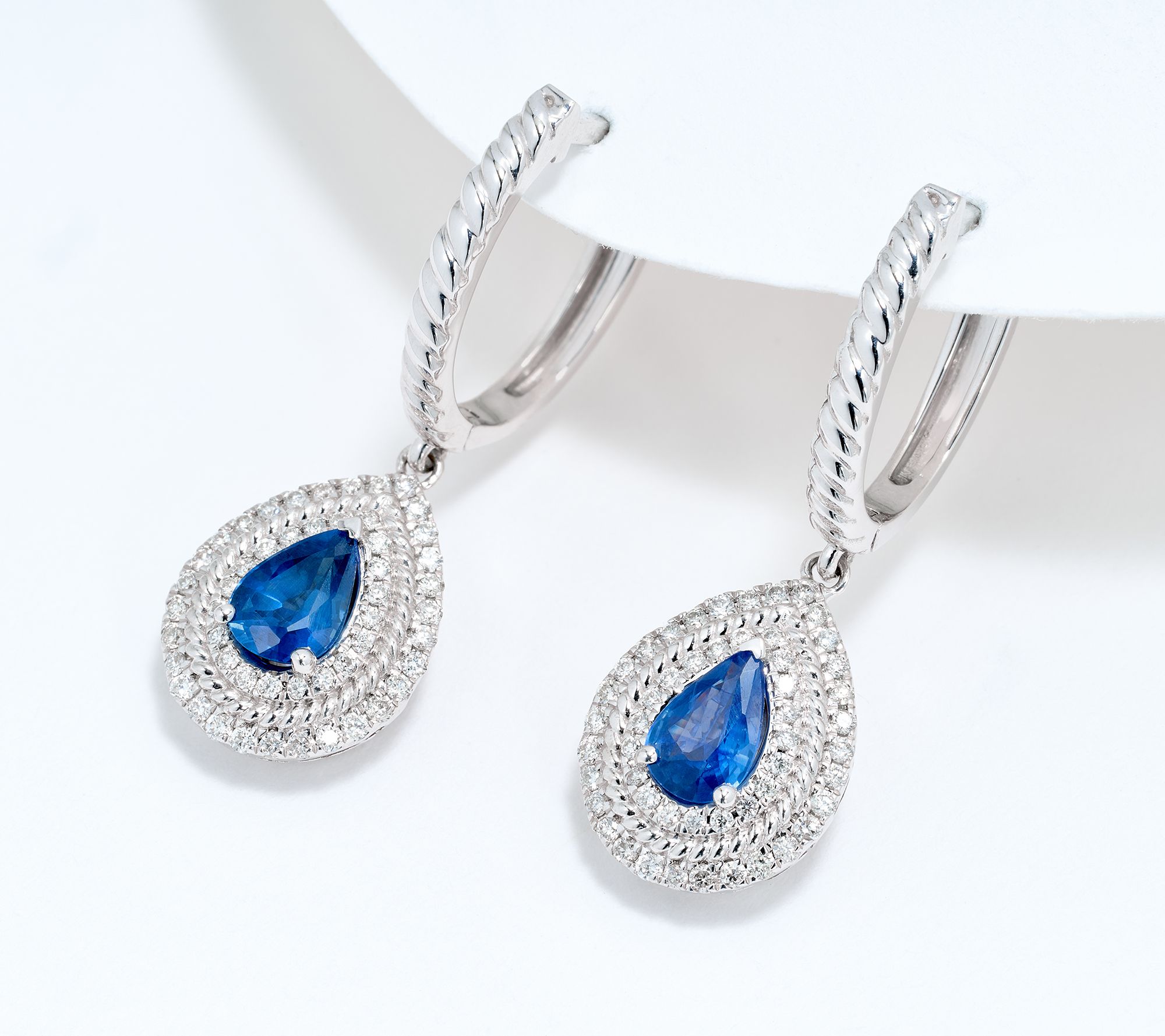 KALLATI Precious Gem Diamond Leverback Earrings 14K QVC