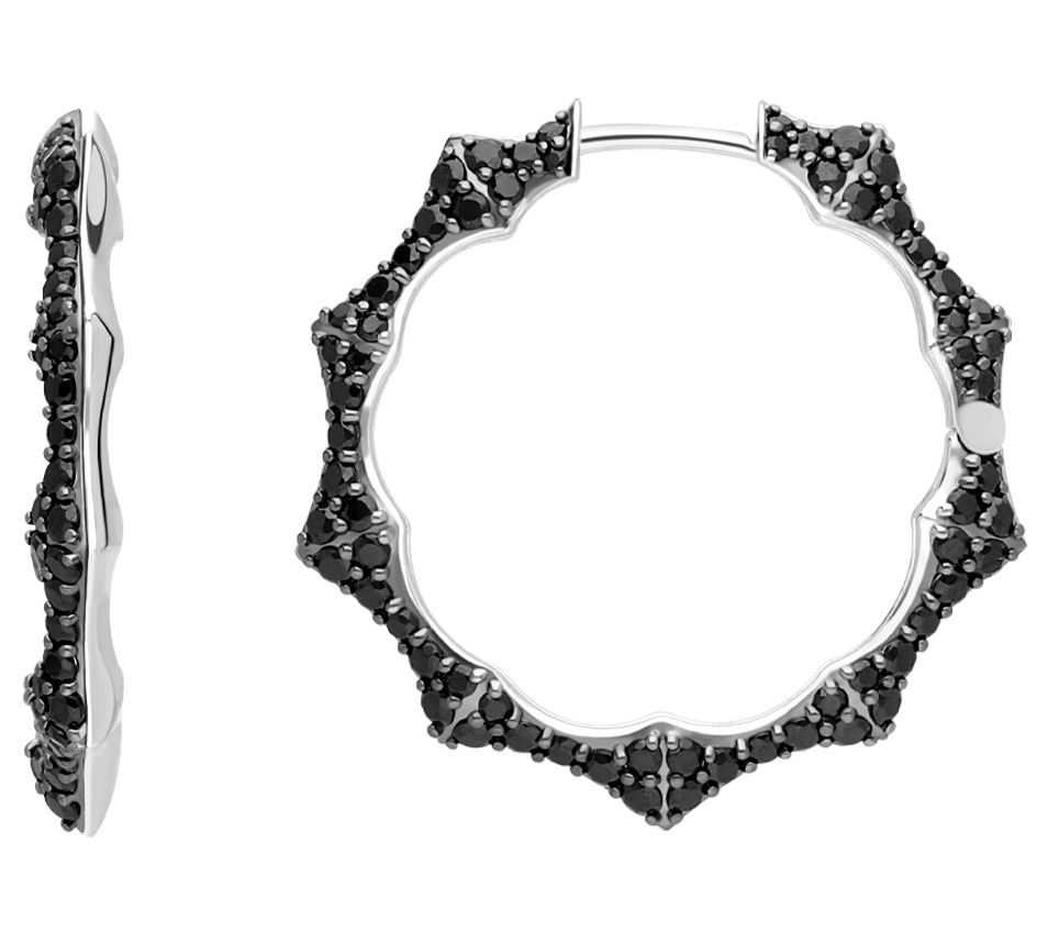 Margo Manhattan Sterling Black Spinel Escalla Hoop Earrings