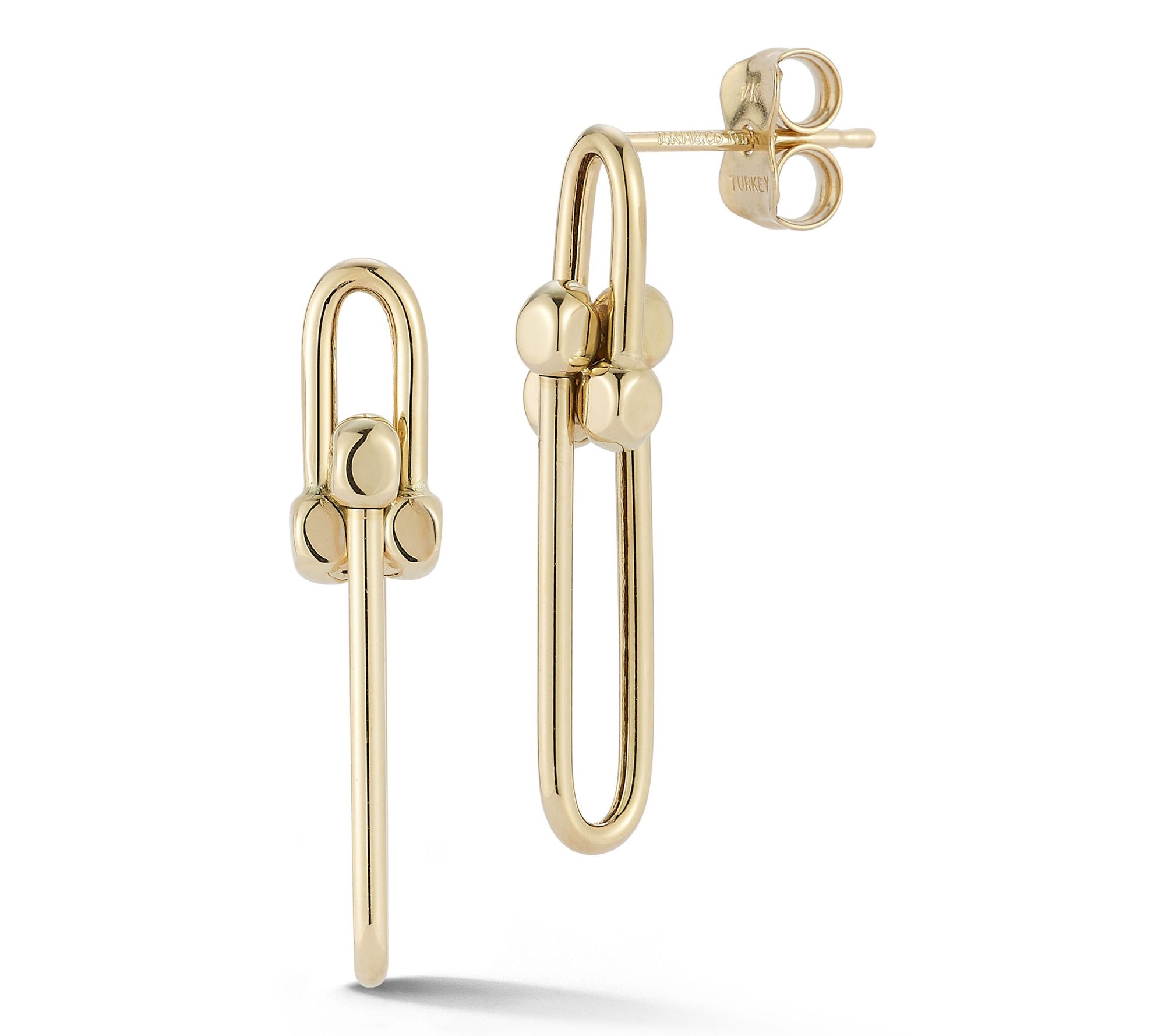 Luminosa Gold Long U-Link Drop Earrings, 14K
