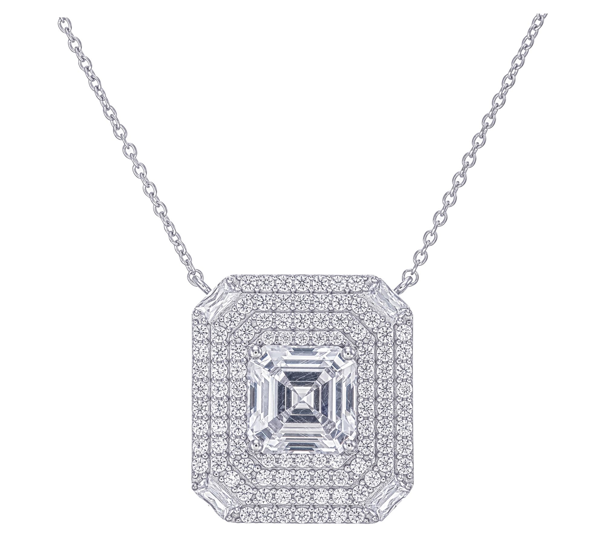 Diamonique X Jennifer Miller Asscher Cut Necklace, Sterling