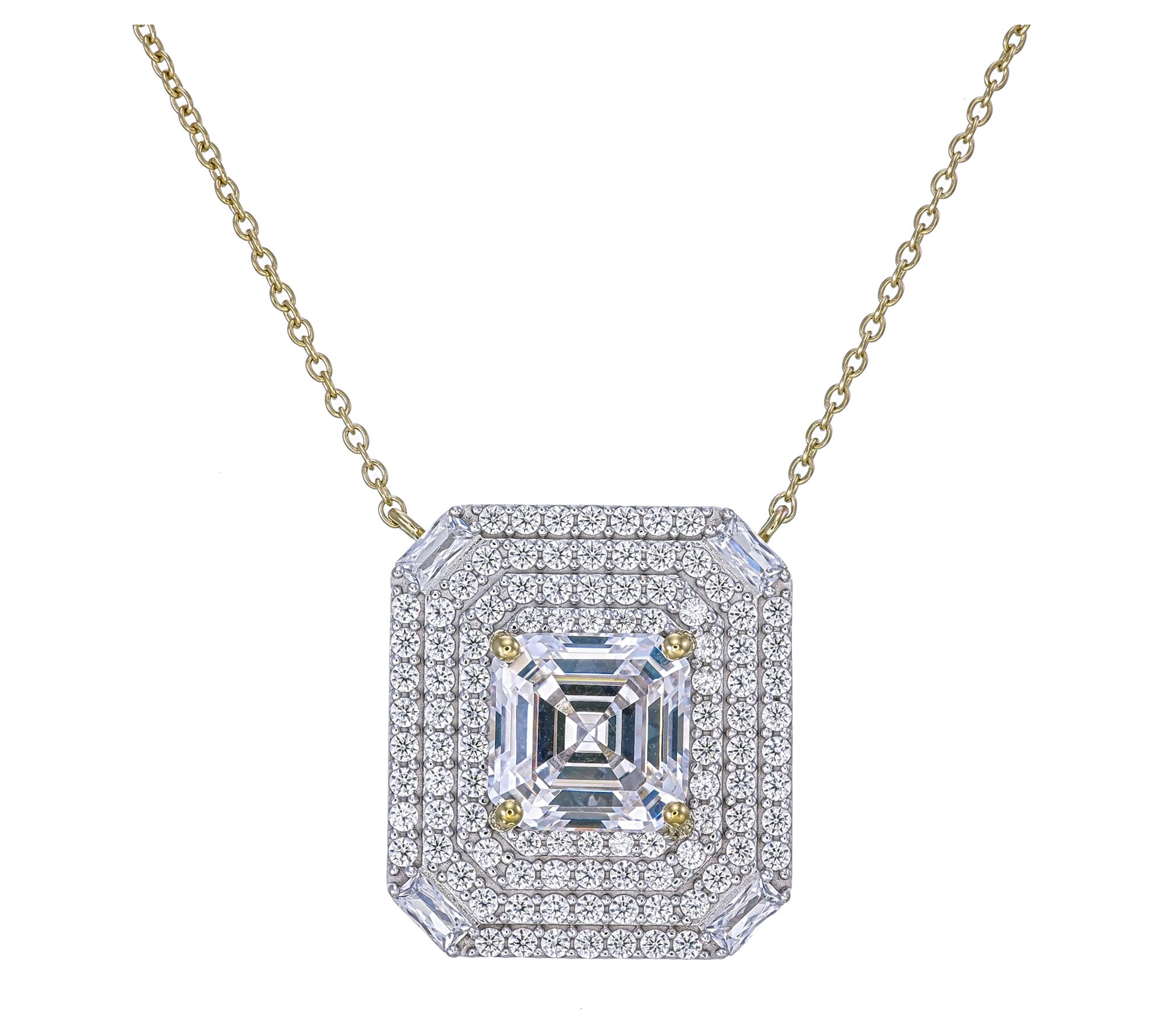 Diamonique X Jennifer Miller Asscher Cut Necklace, Sterling