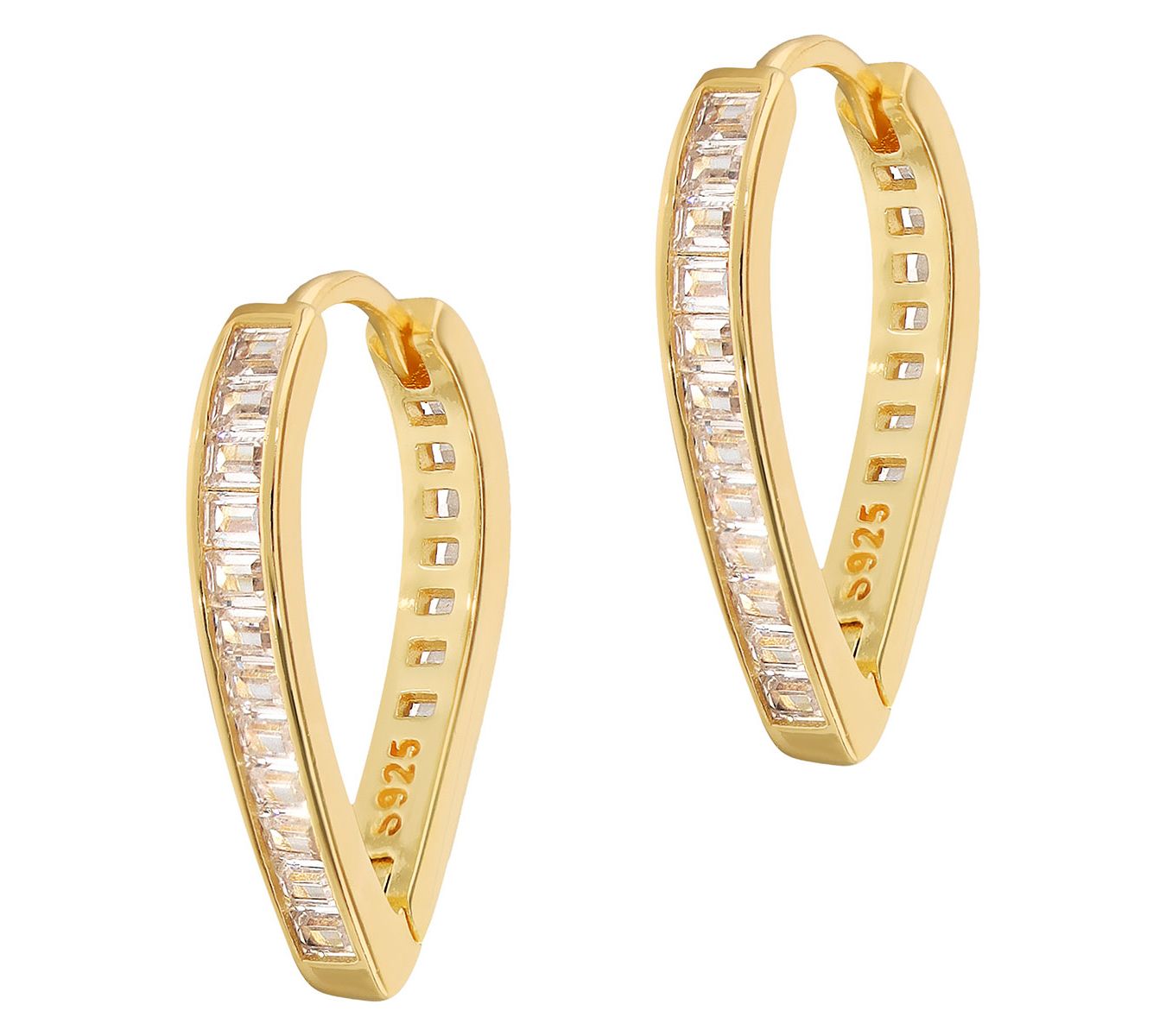 Diamonique 0.50 cttw Fancy Hoop Earrings, Sterling Silver