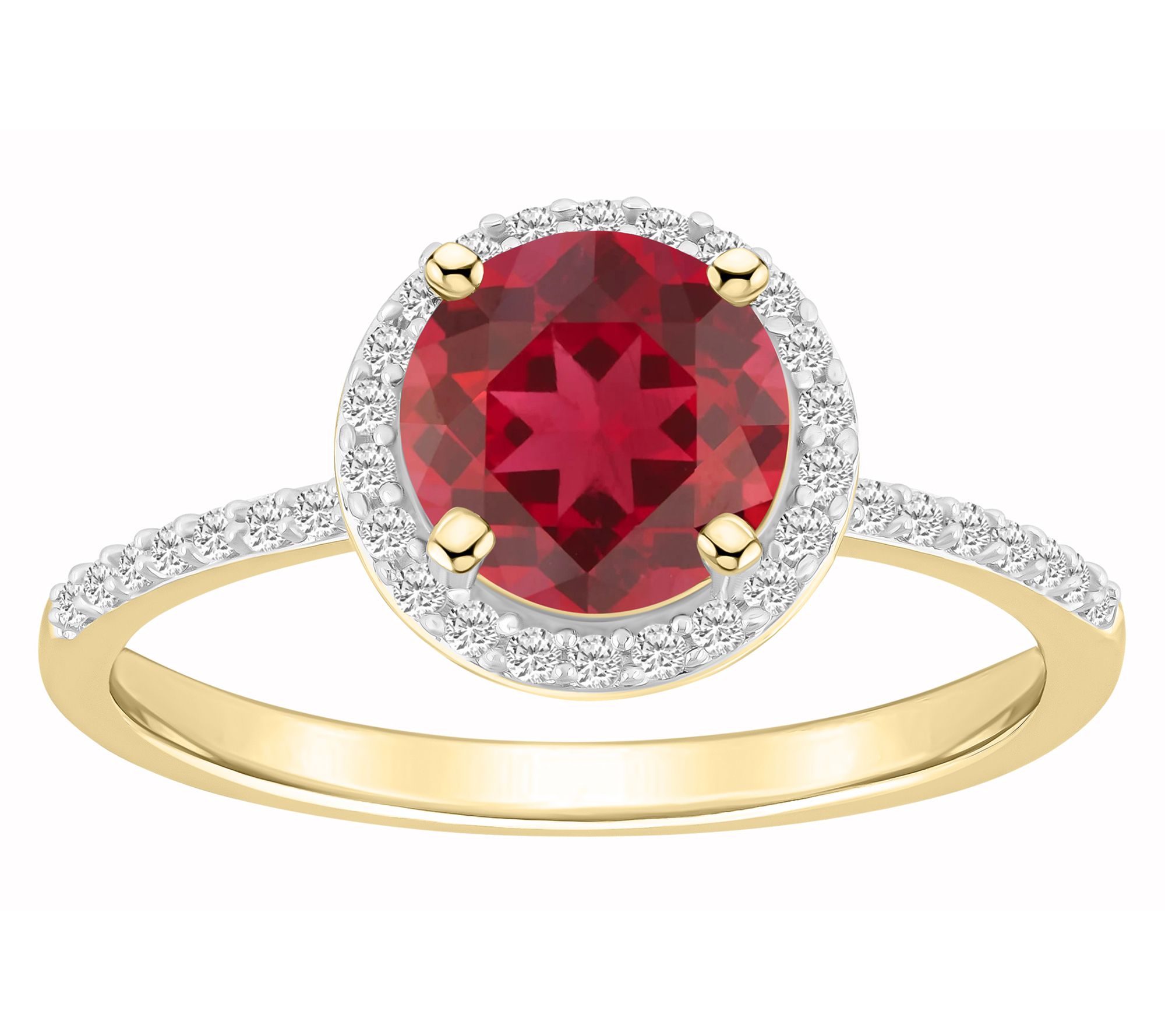 Affinity Gems Round Created Gemstone Halo Ring, 10K Gold