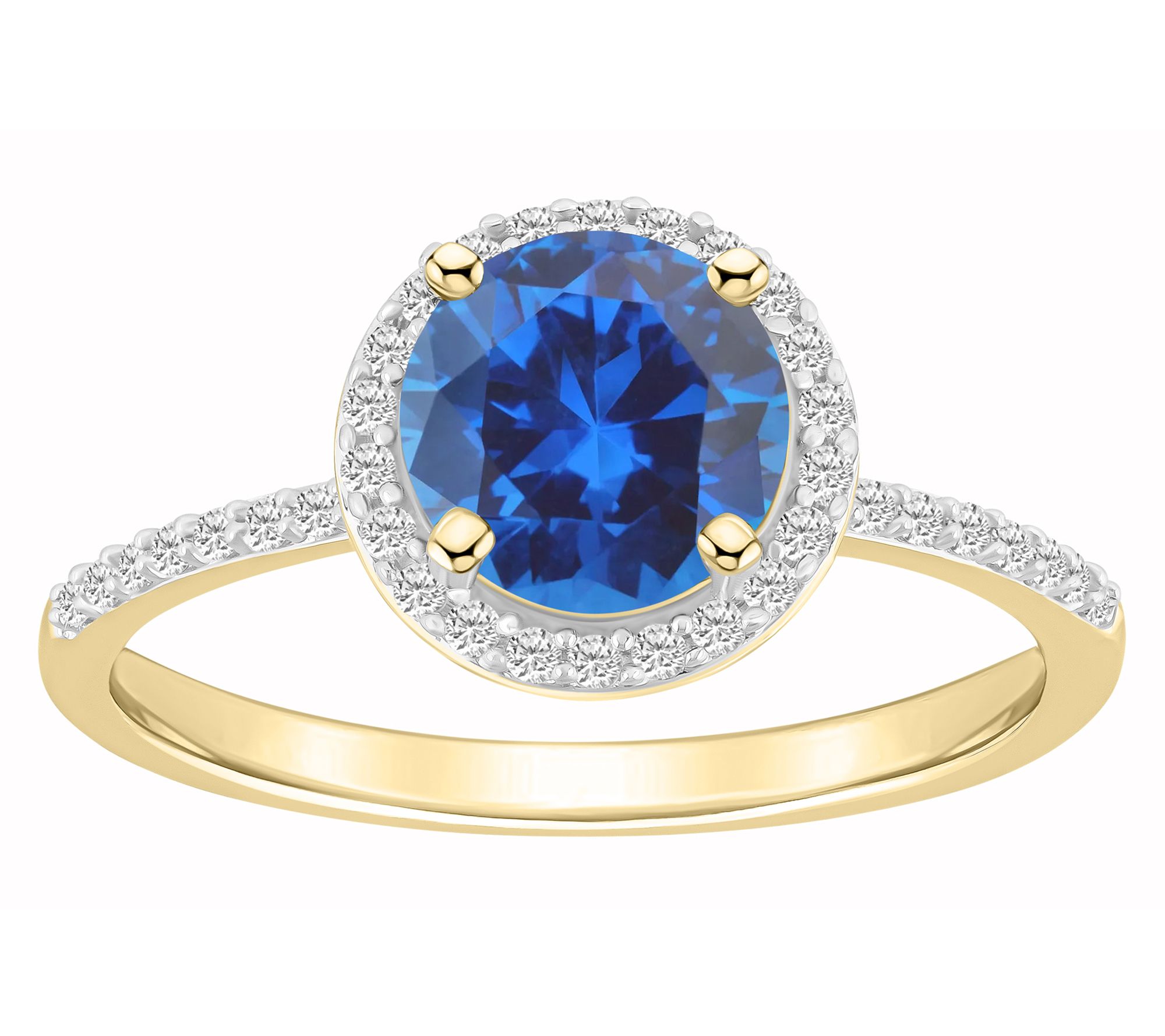 Affinity Gems Round Created Gemstone Halo Ring, 10K Gold