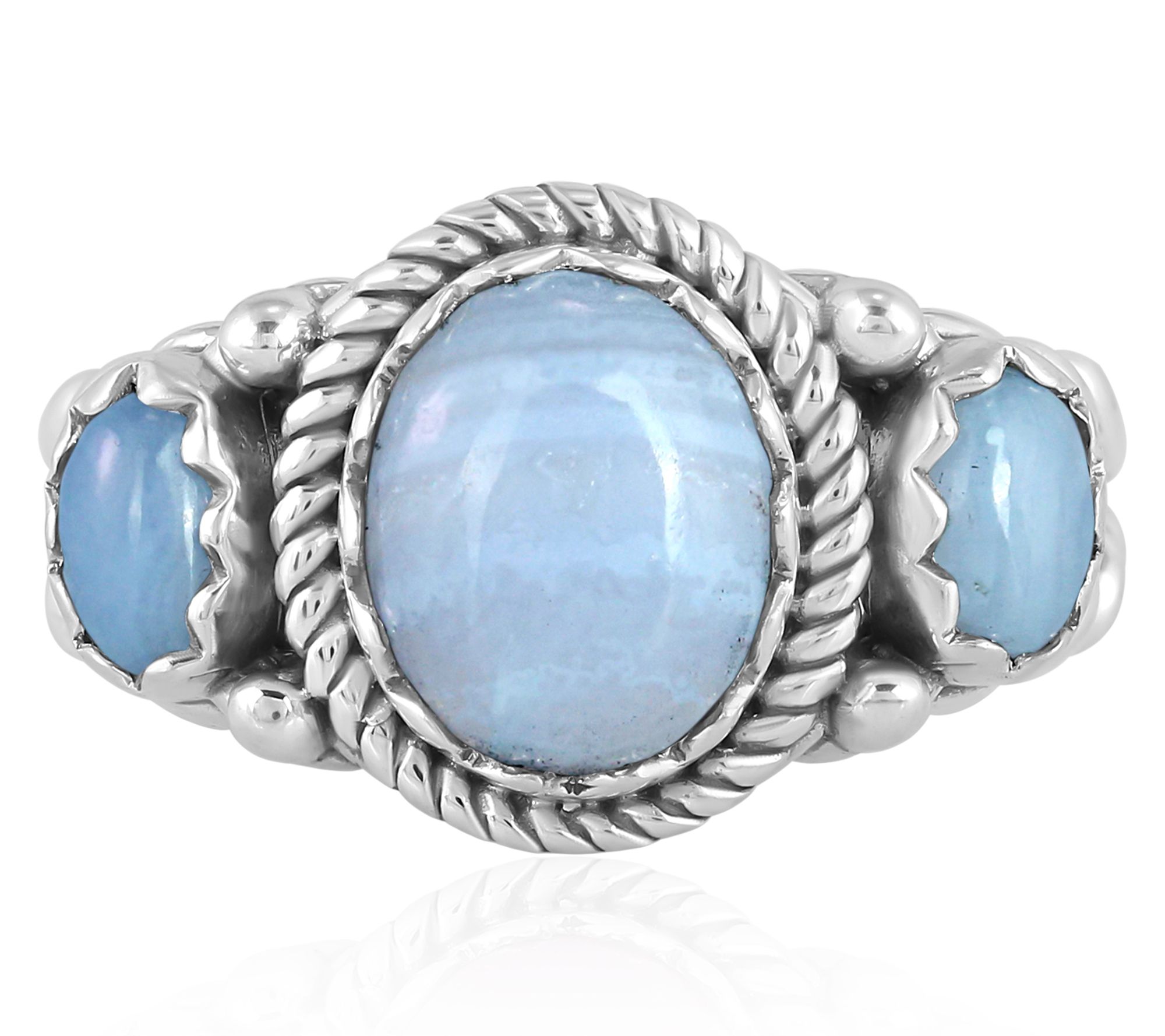 American West Sterling Silver Gemstone 3-StoneRope Ring