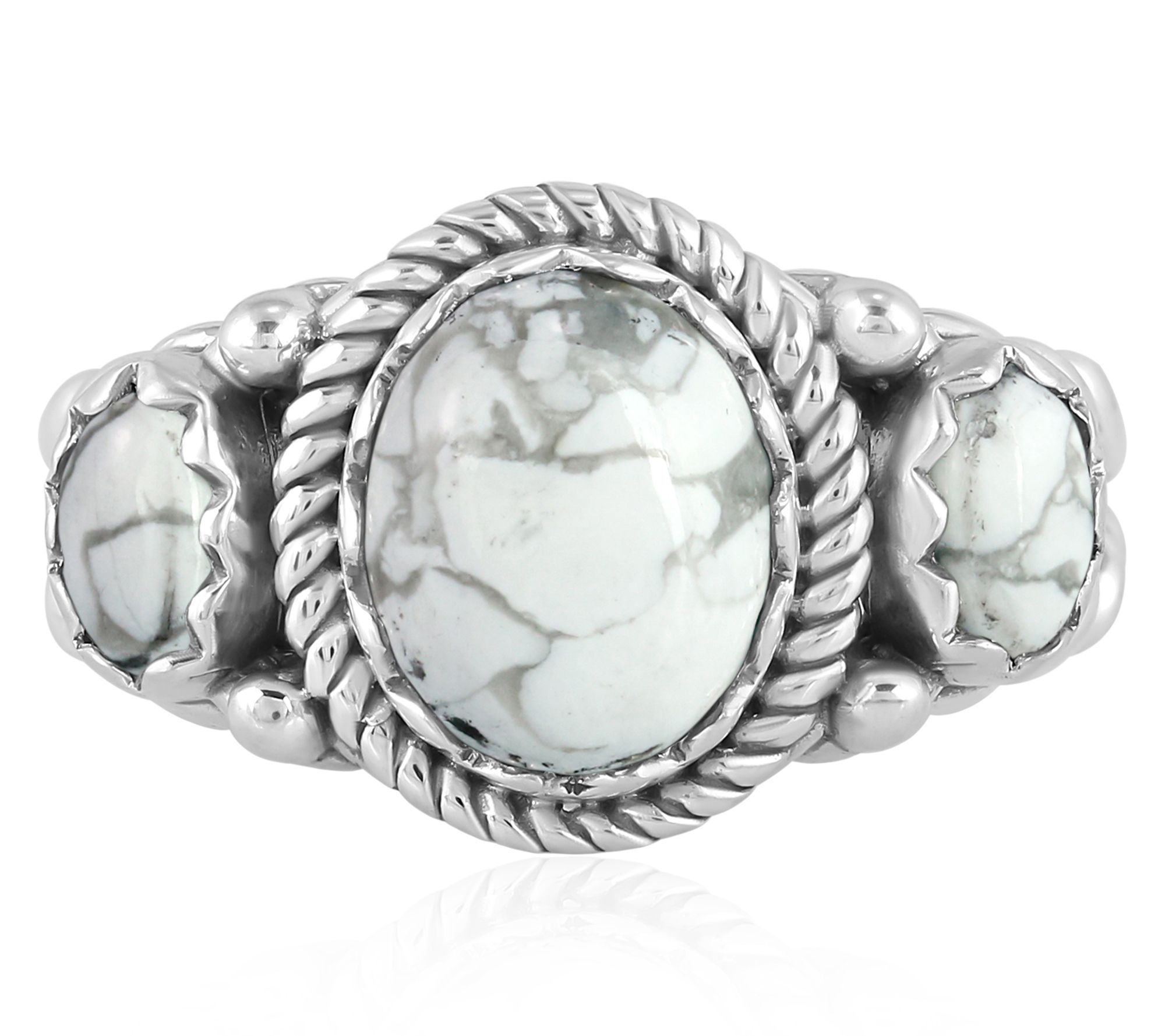 American West Sterling Silver Gemstone 3-StoneRope Ring