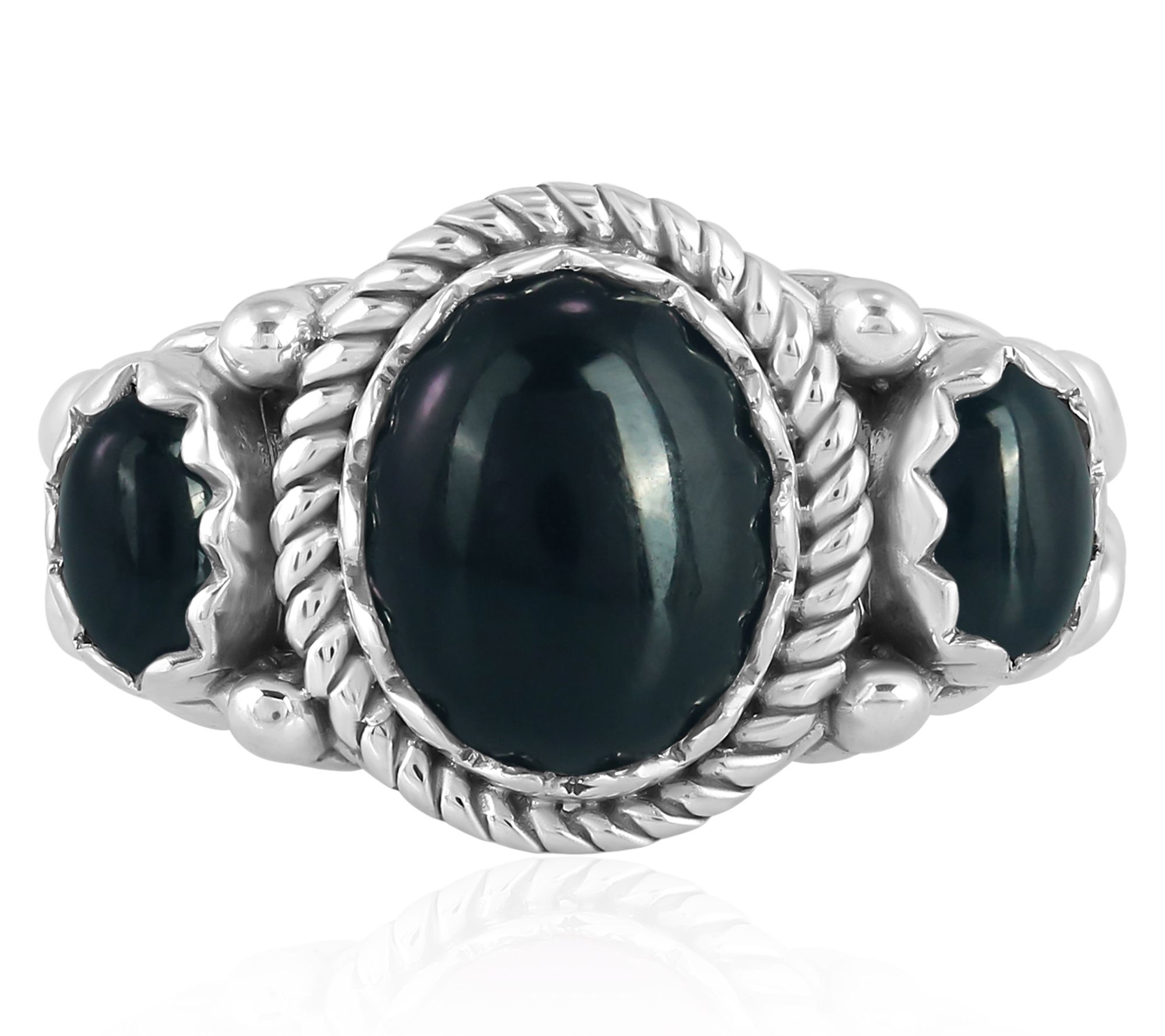 American West Sterling Silver Gemstone 3-StoneRope Ring