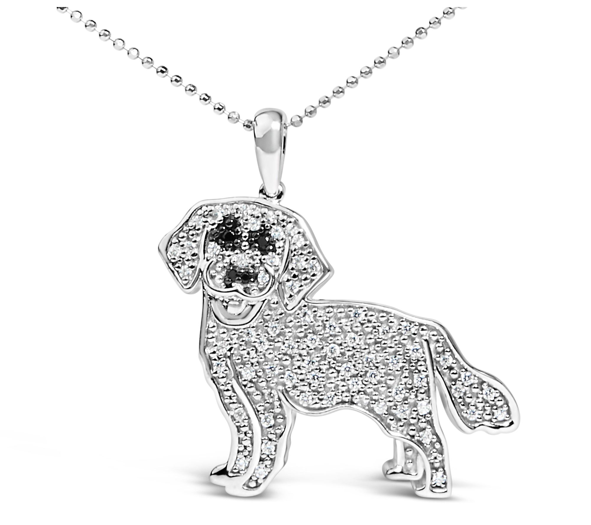 Haus of Brilliance Diamond Dog Pendant w/ Chain, Sterling