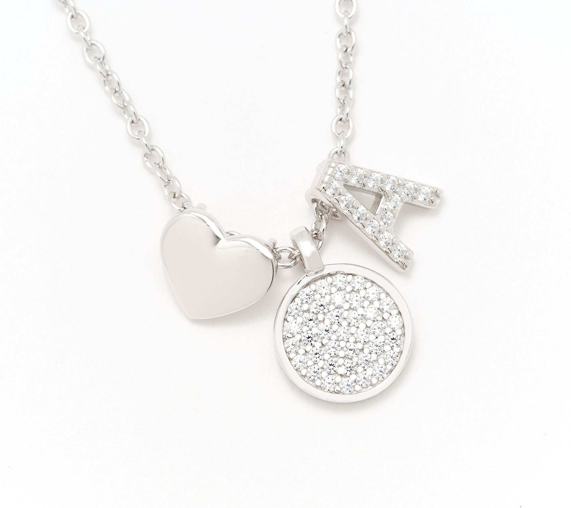 Diamonique x Kathy Levine Sentimental Necklace, Sterling Silver