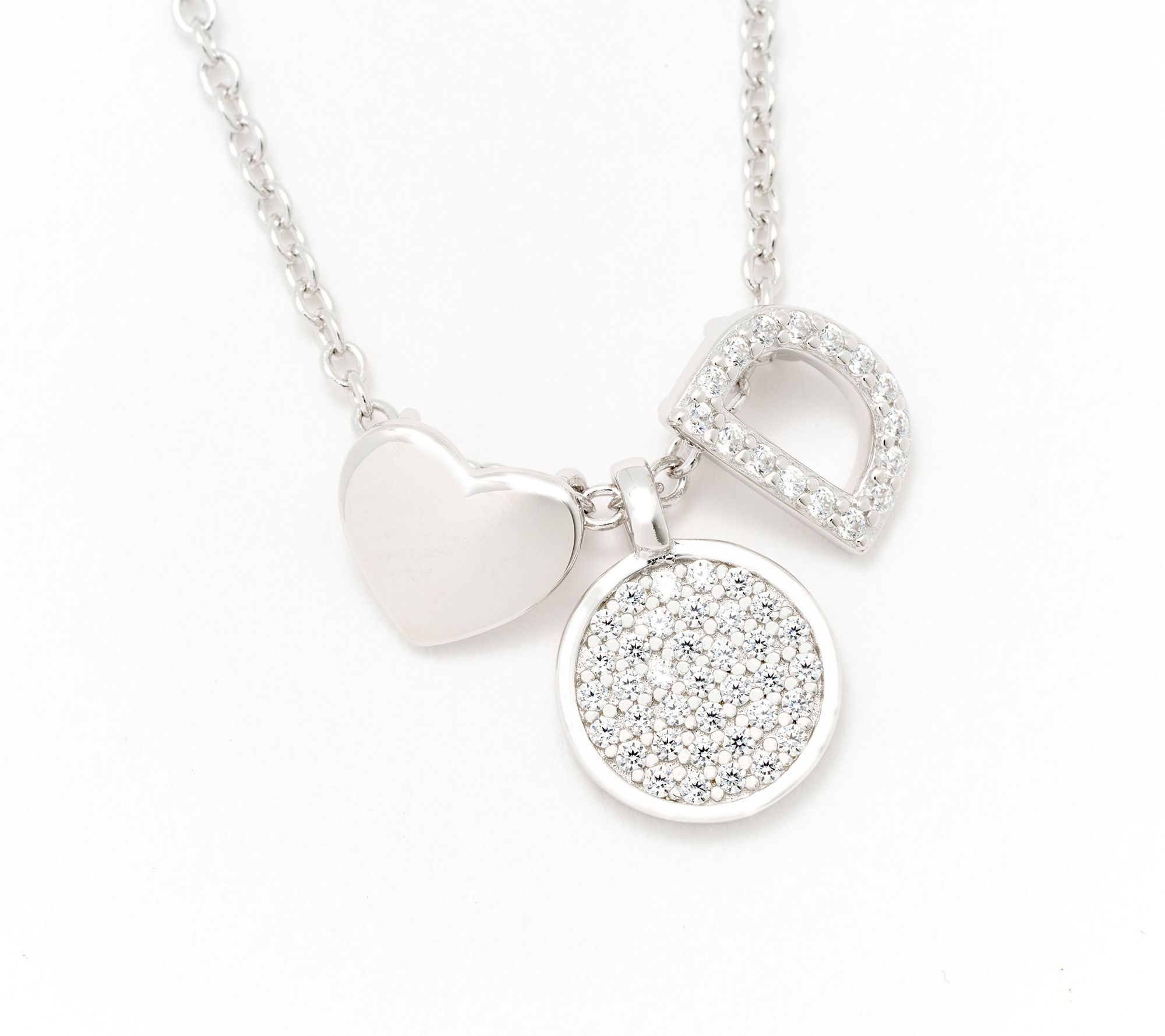 Diamonique x Kathy Levine Sentimental Necklace, Sterling Silver