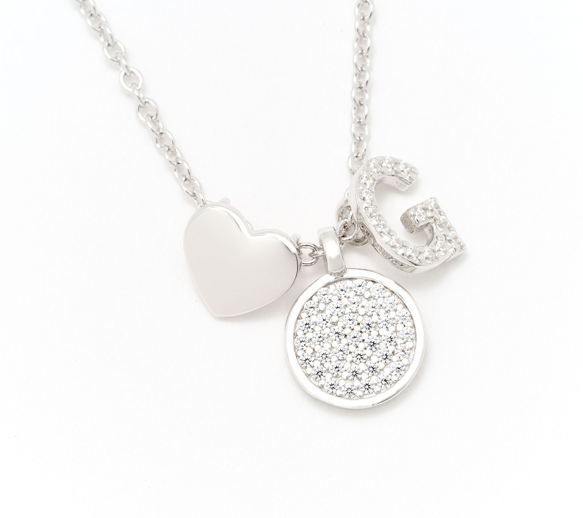 Diamonique x Kathy Levine Sentimental Necklace, Sterling Silver