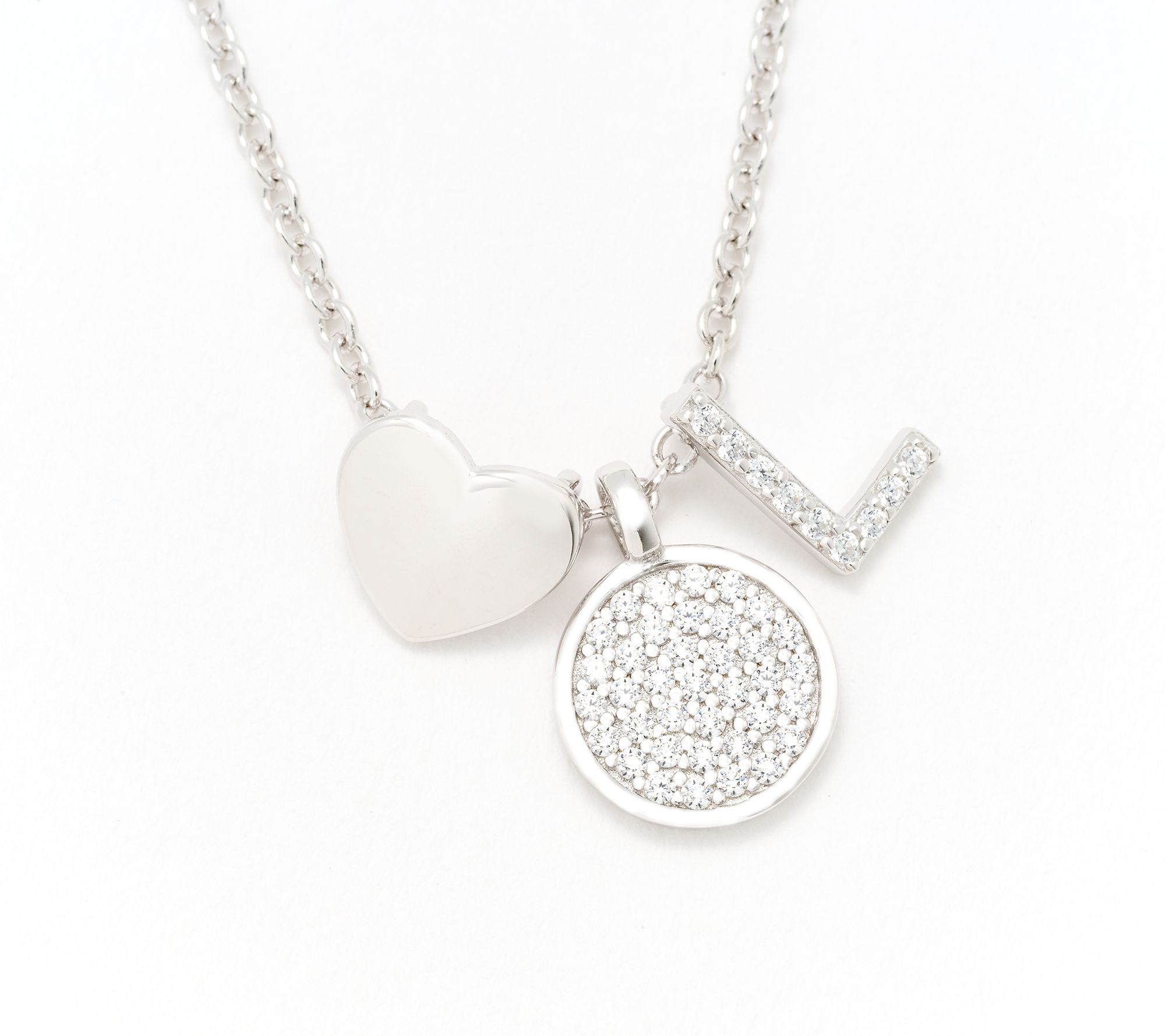 Diamonique x Kathy Levine Sentimental Necklace, Sterling Silver