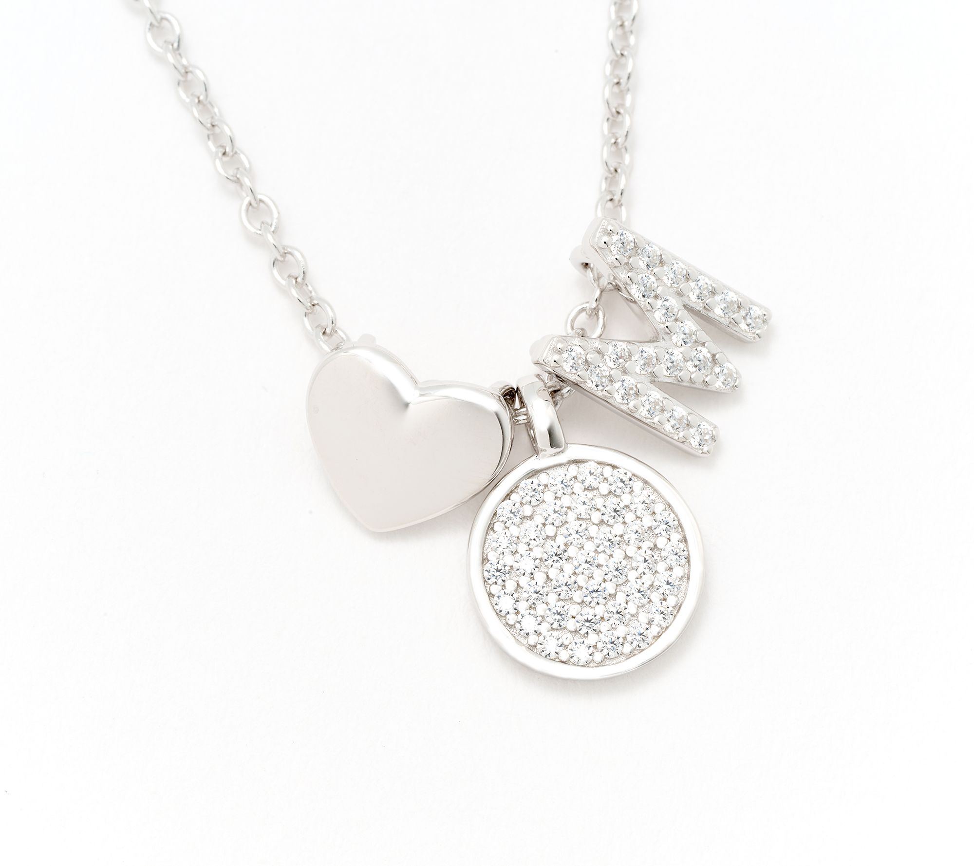 Diamonique x Kathy Levine Sentimental Necklace, Sterling Silver
