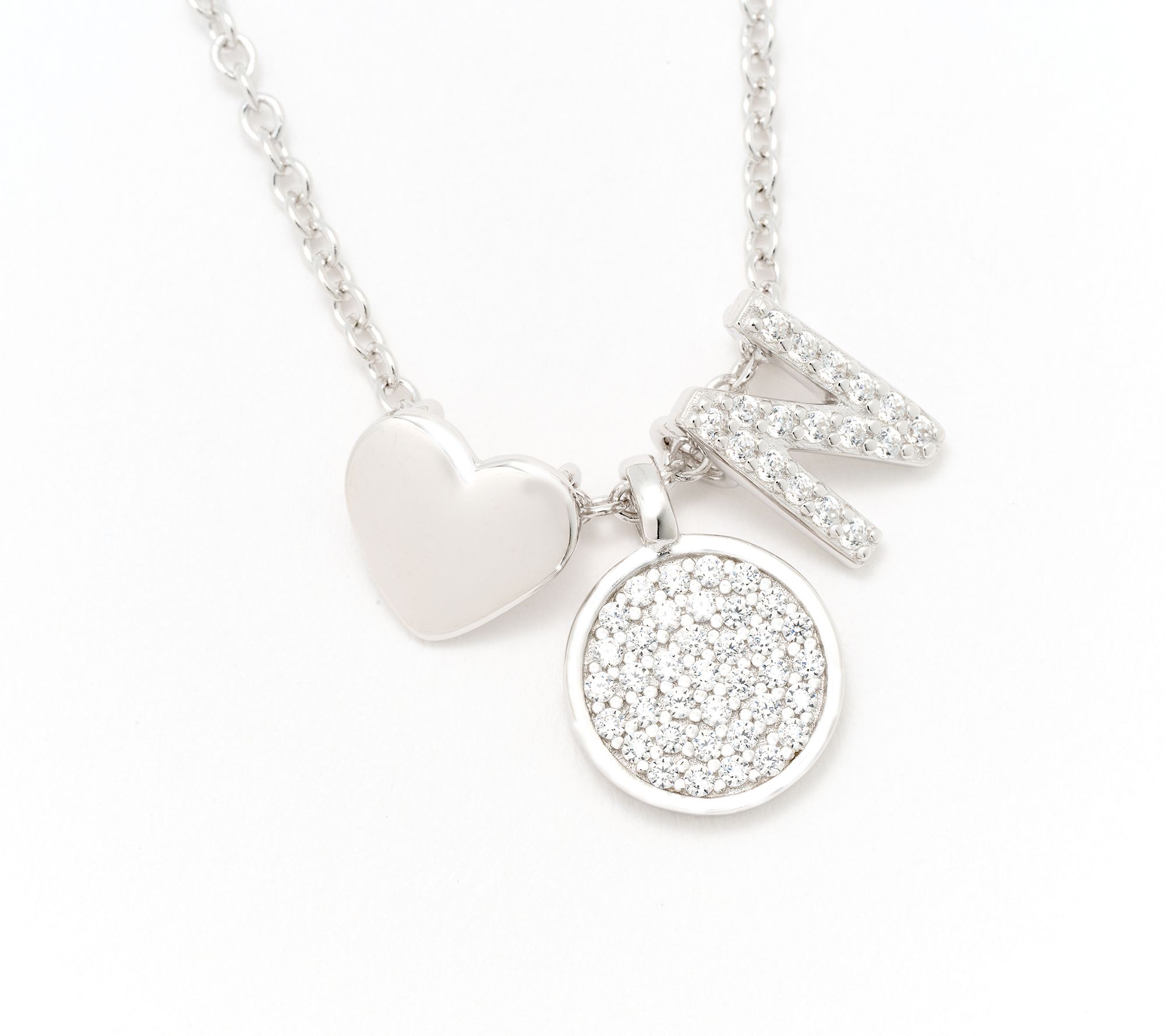 Diamonique x Kathy Levine Sentimental Necklace, Sterling Silver