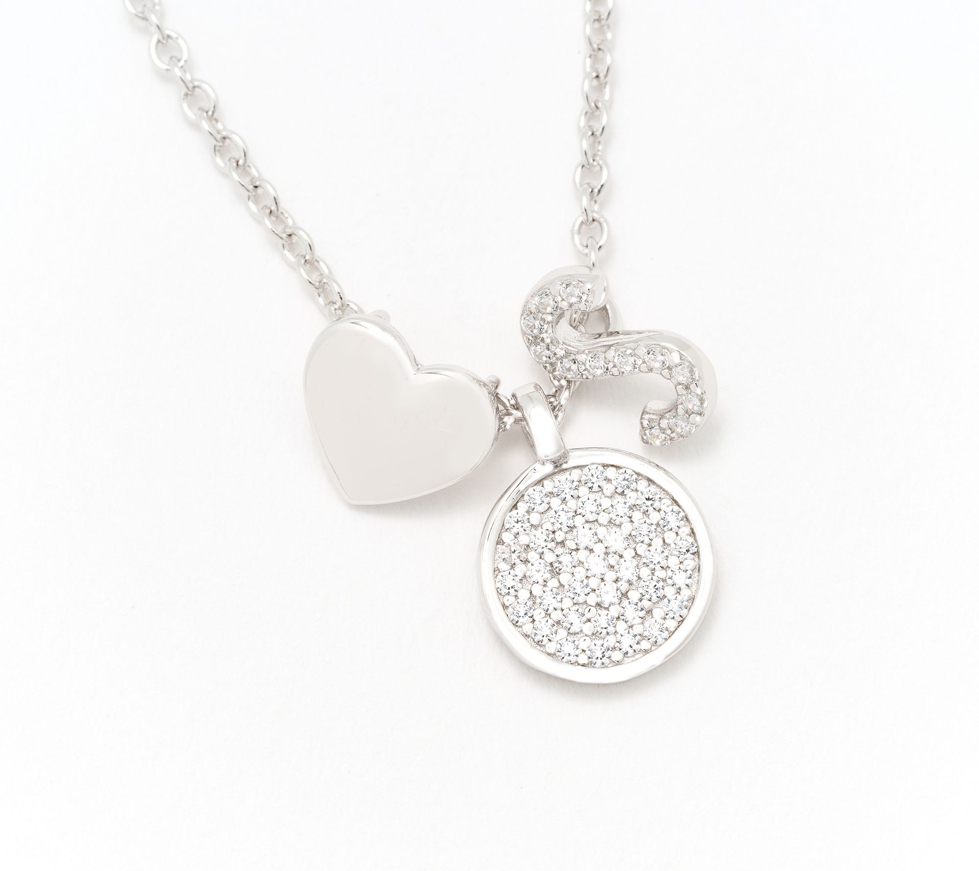 Diamonique x Kathy Levine Sentimental Necklace, Sterling Silver