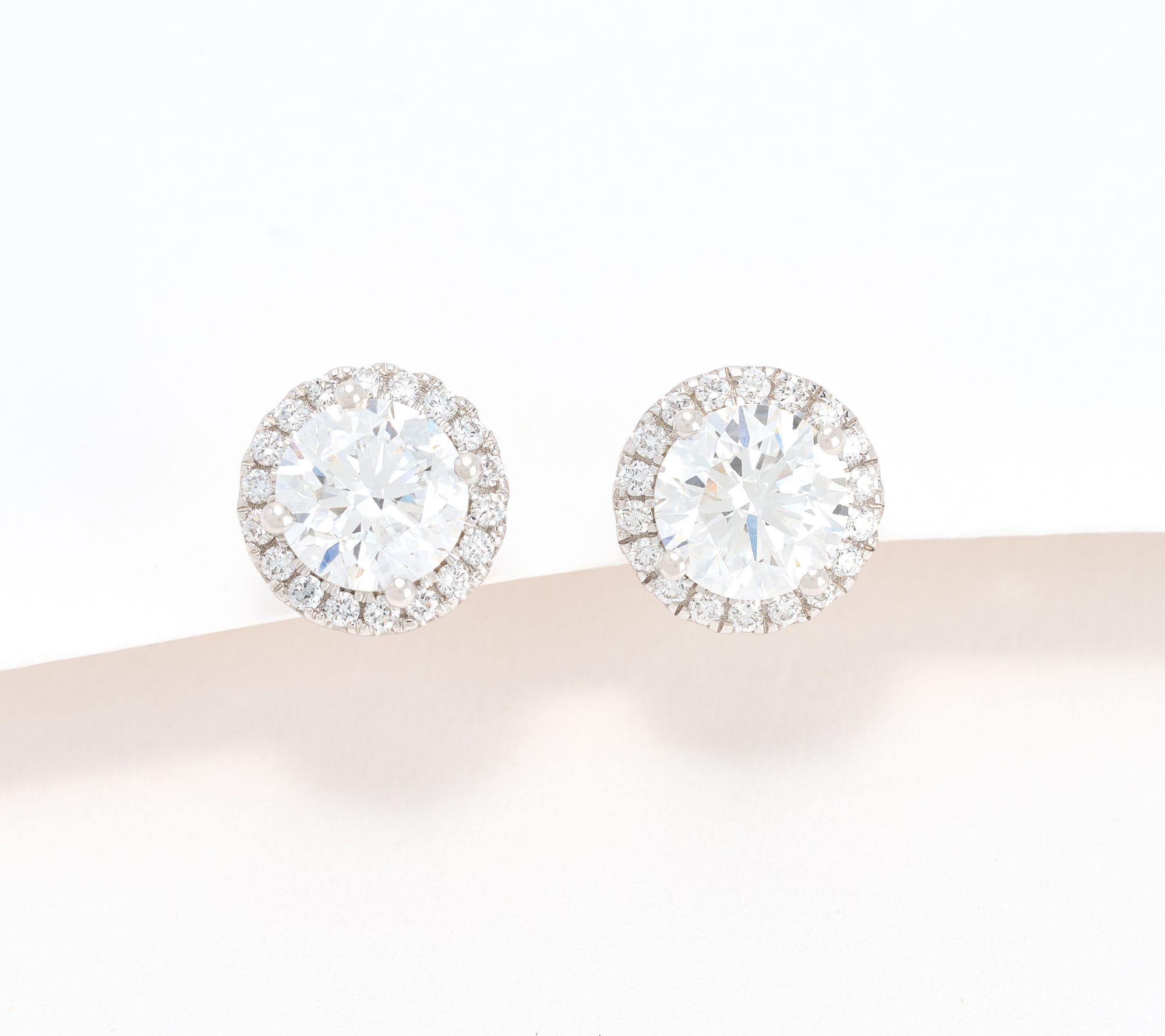 Fire Light Lab Grown Diamond 2 cttw Halo Stud Earrings, 14K