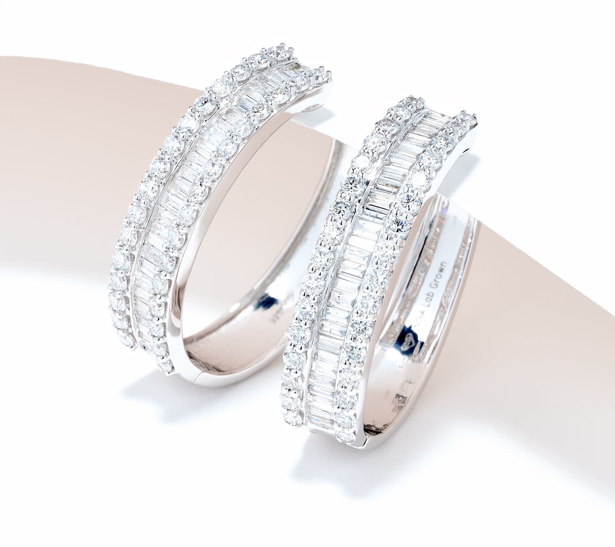  Fire Light Lab Grown Diamond 3 cttw Hoop Earrings, Sterling Silver