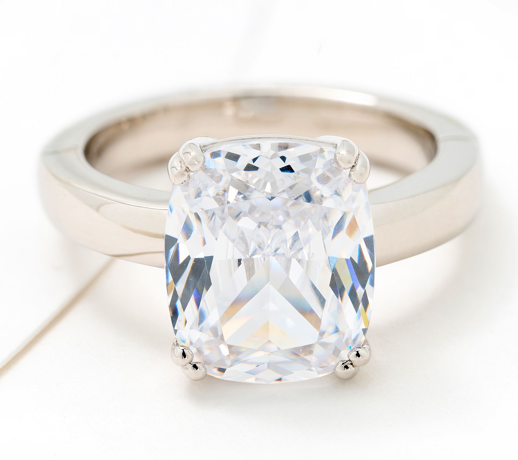 Diamonique x Jennifer Miller Cushion Ring with Accessible Shank, Sterling