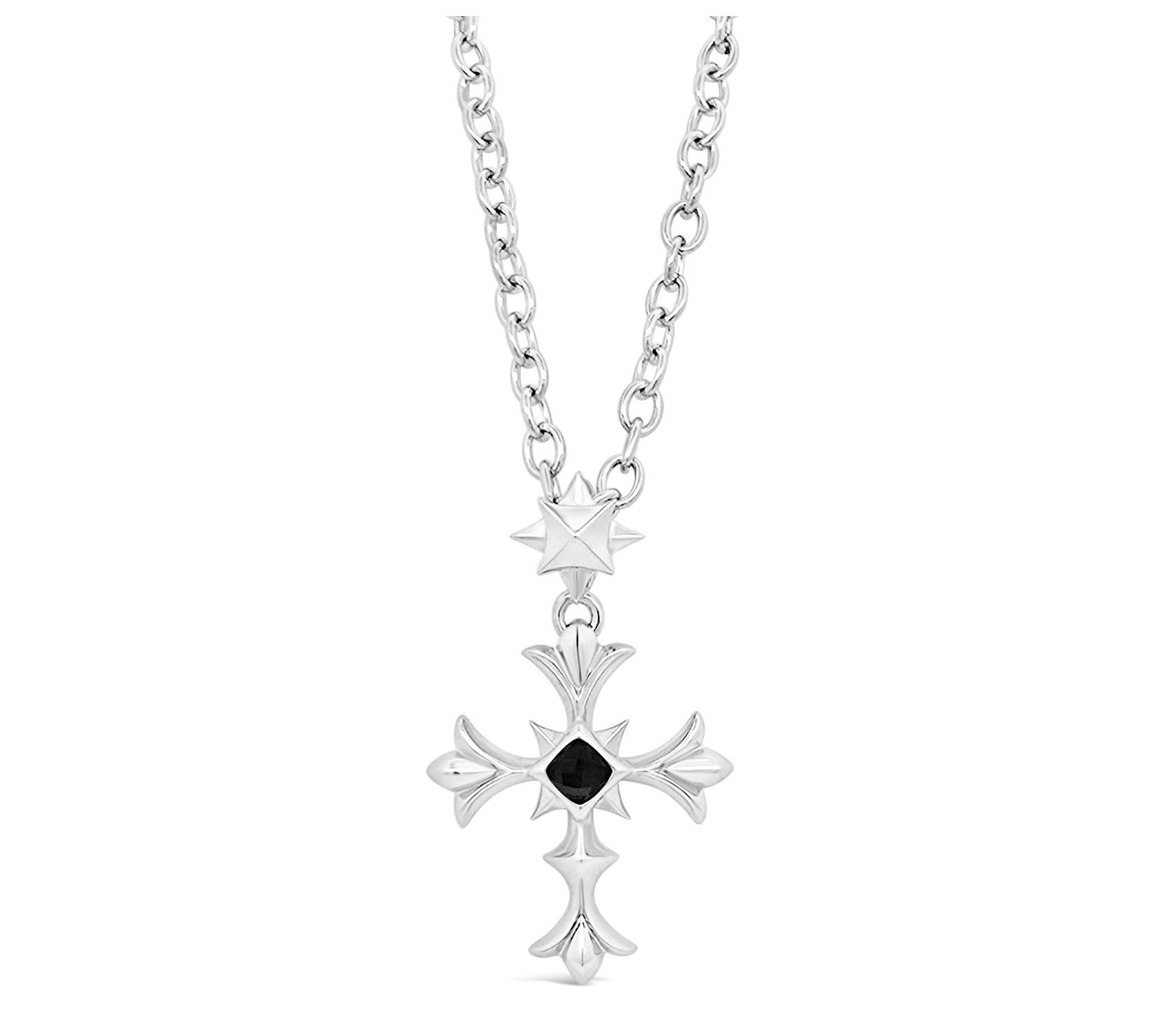 Margo Manhattan Sterling Gemstone Roman Cross Necklace