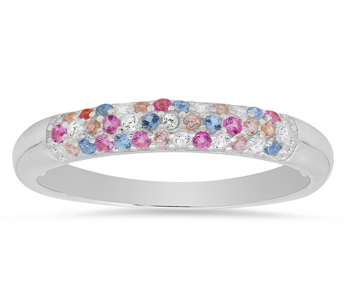 Diamonique Petite Pastel Multi-Color Pave BandRing, Sterling