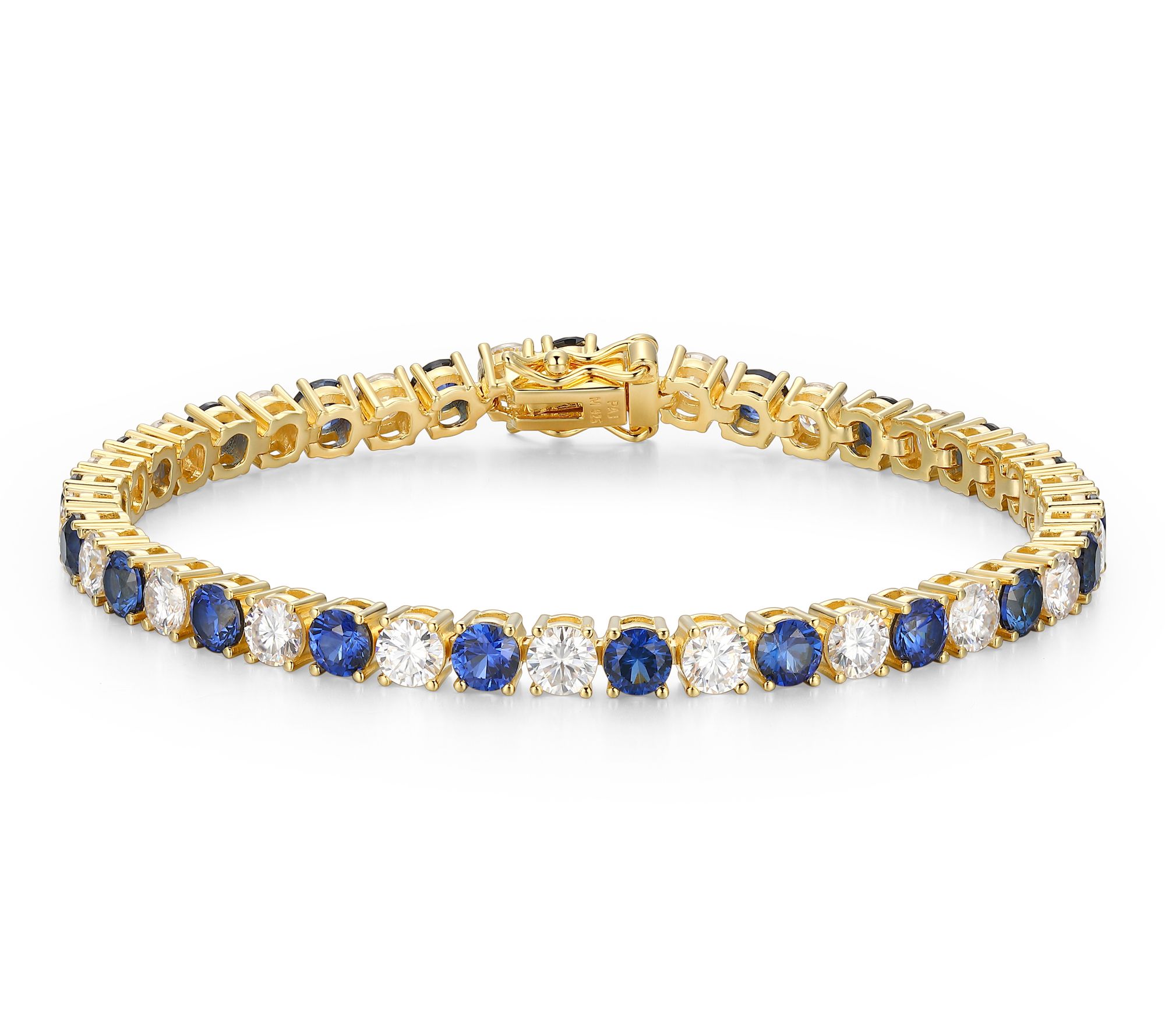 Moissanite & Created Sapphire Tennis Bracelet,18k Gold Plated