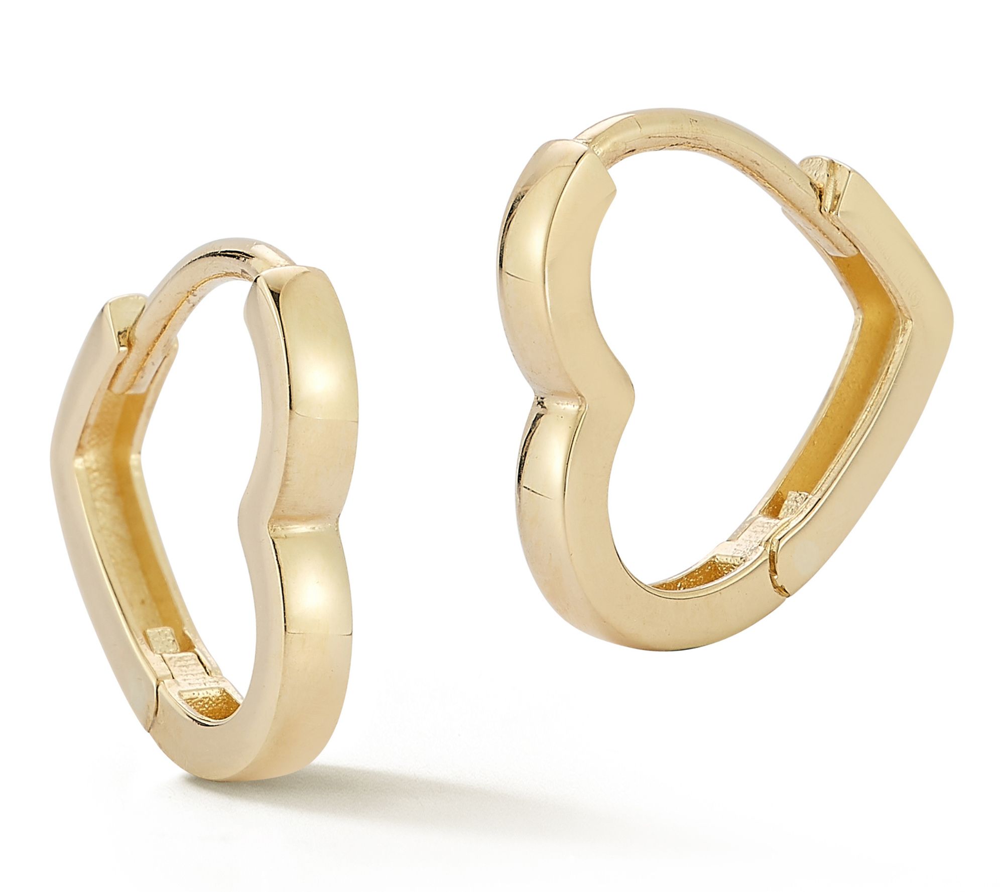 Luminosa Gold Sideways Heart Huggie  Hoop Earrings, 14K