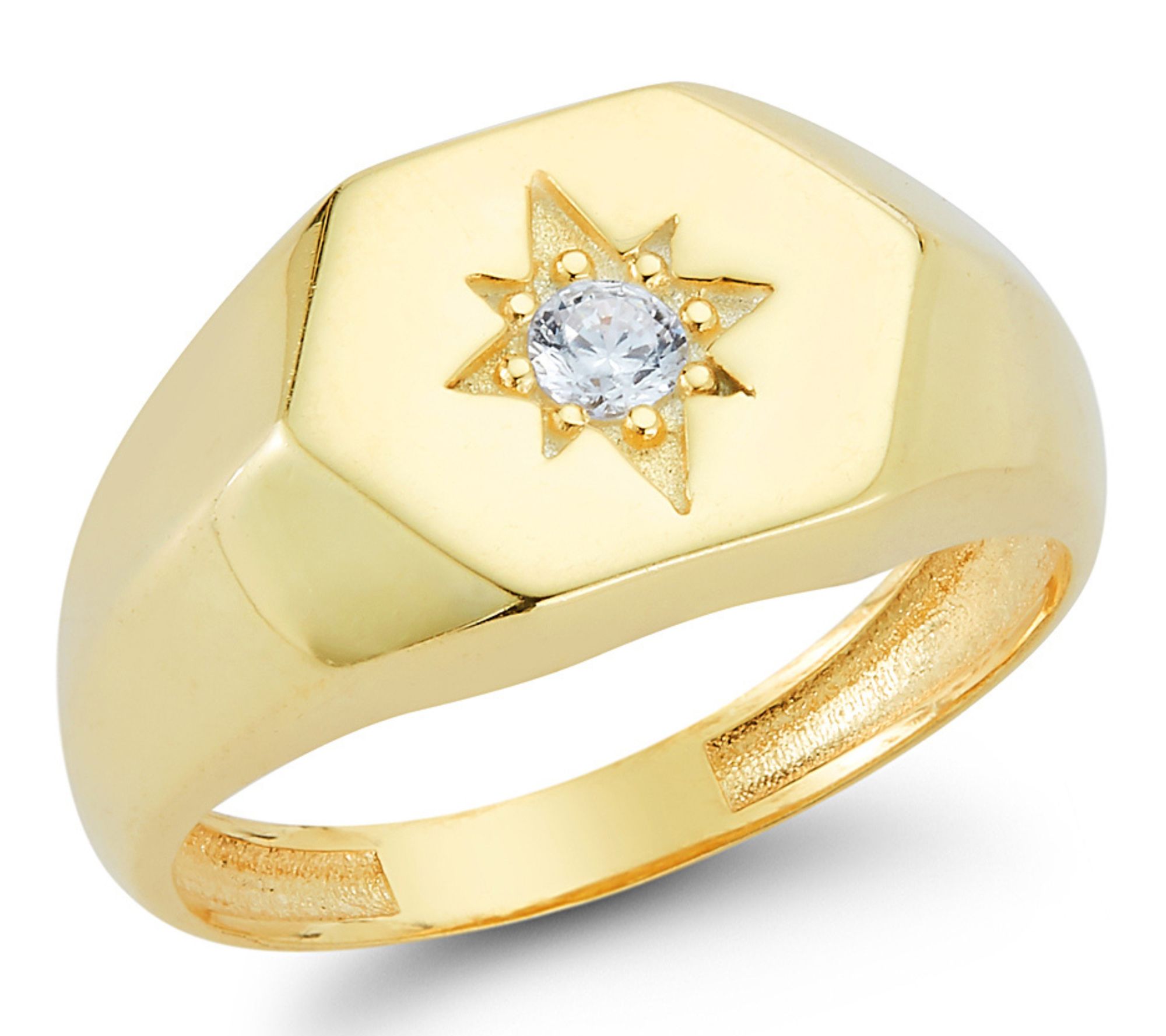 Sterlina Silver CZ Accent Star Signet Ring, Sterling