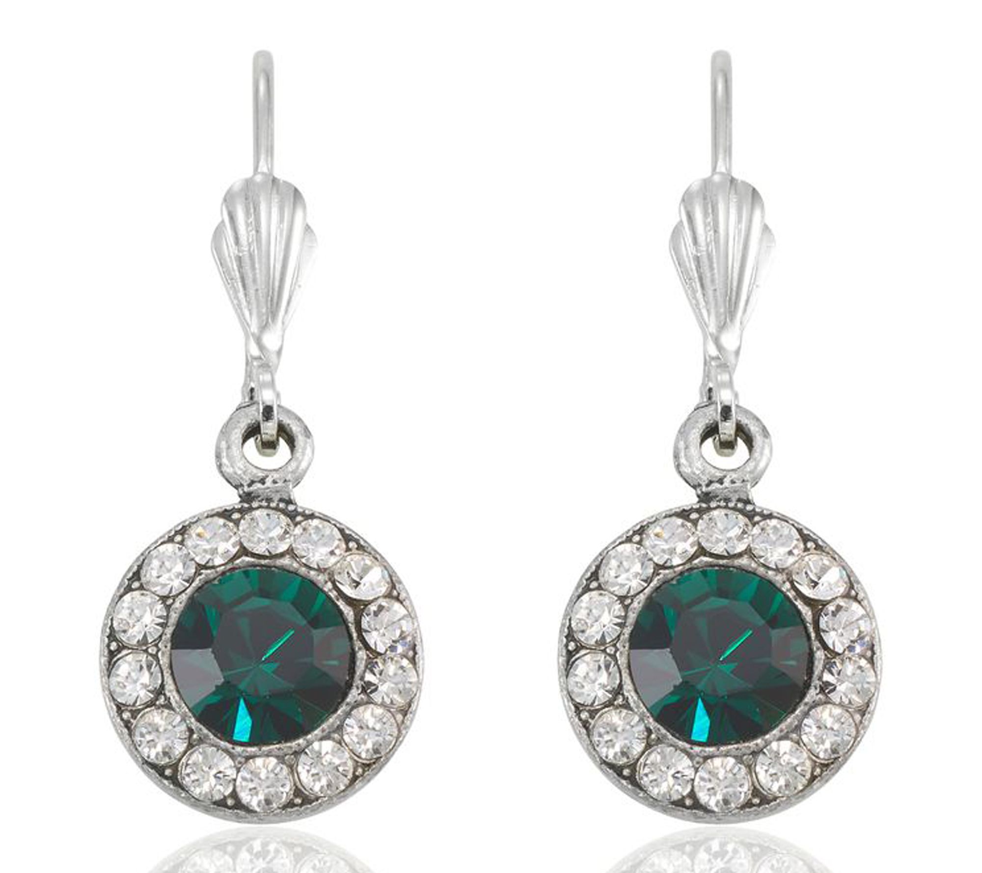 Anne Koplik Emerald Green & Clear Crystal HaloEarrings
