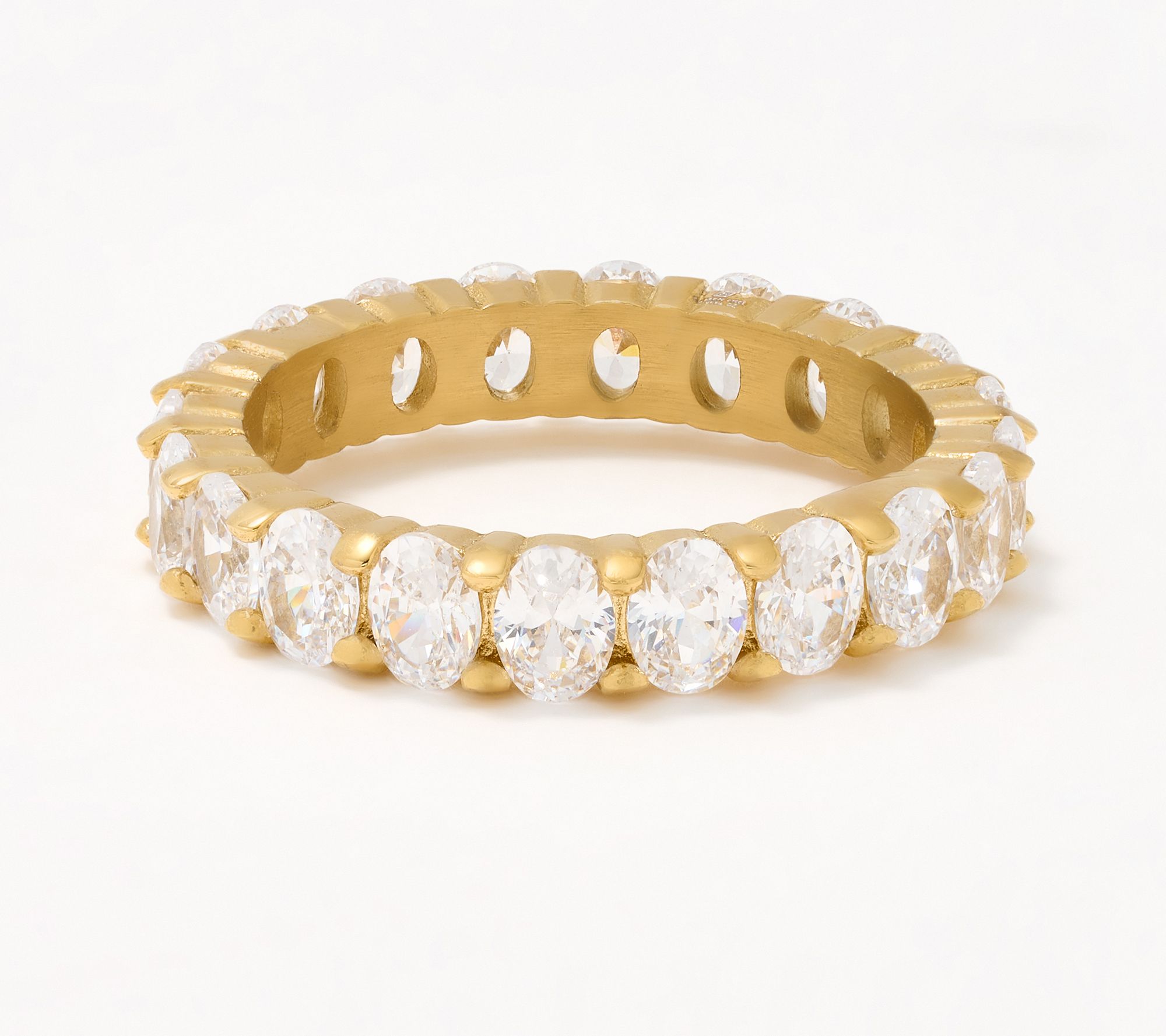 Steel by Diamonique Oval Cut Eternity Band Ring