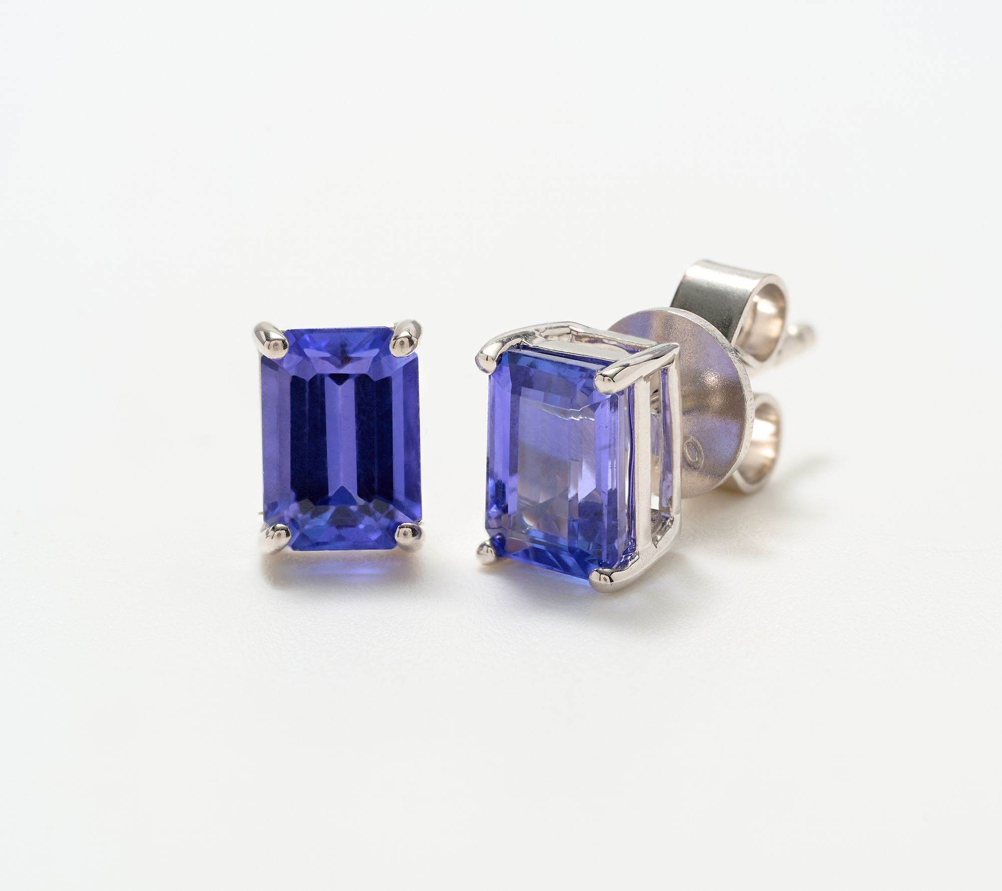 Pure Tanzanite by Jeff Moseley 2 cttw Emerald 4 Prong Stud Earring, 18K