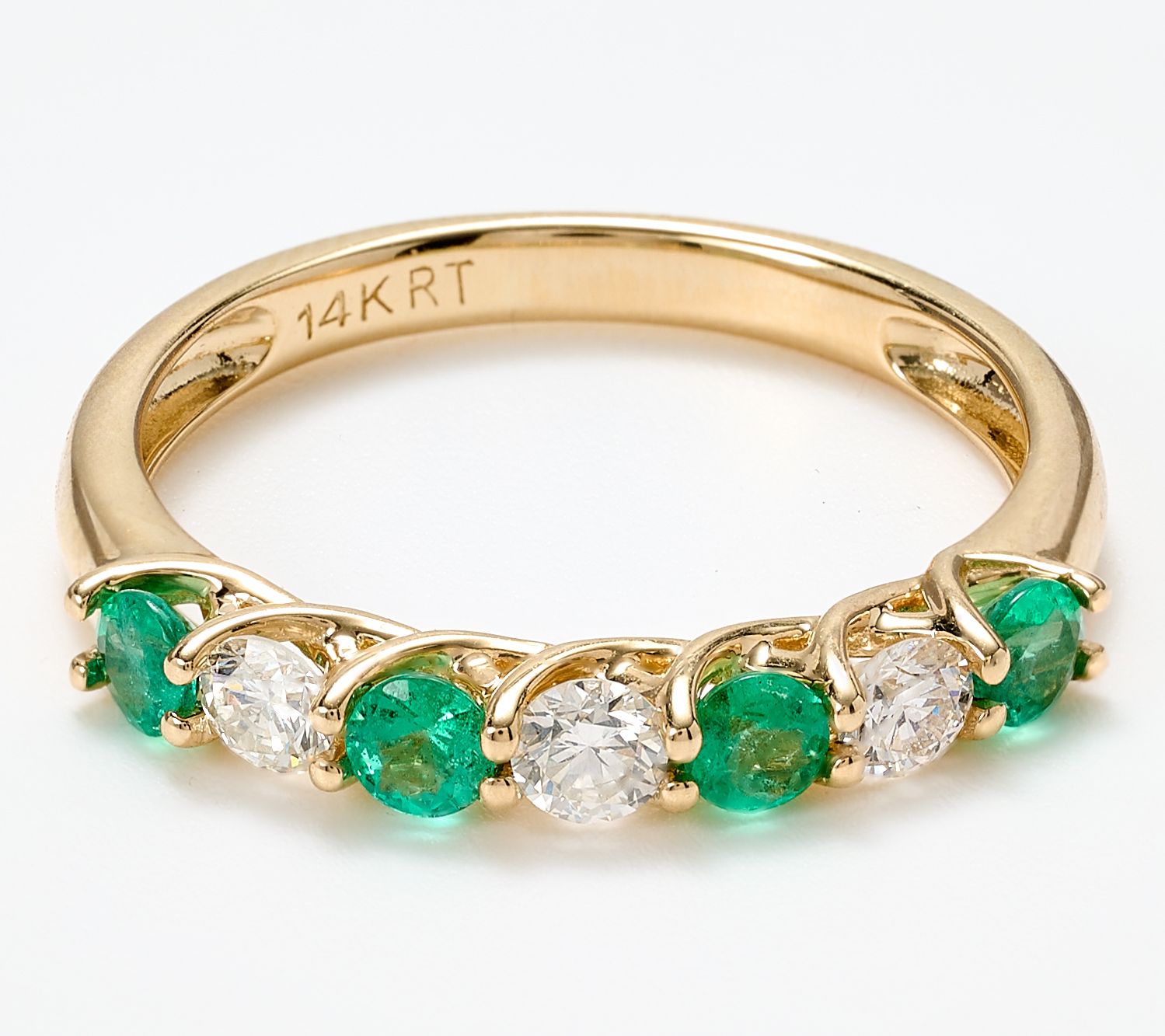 Color by Jeff Moseley Diamond & Emerald Band Ring, 14K Gold